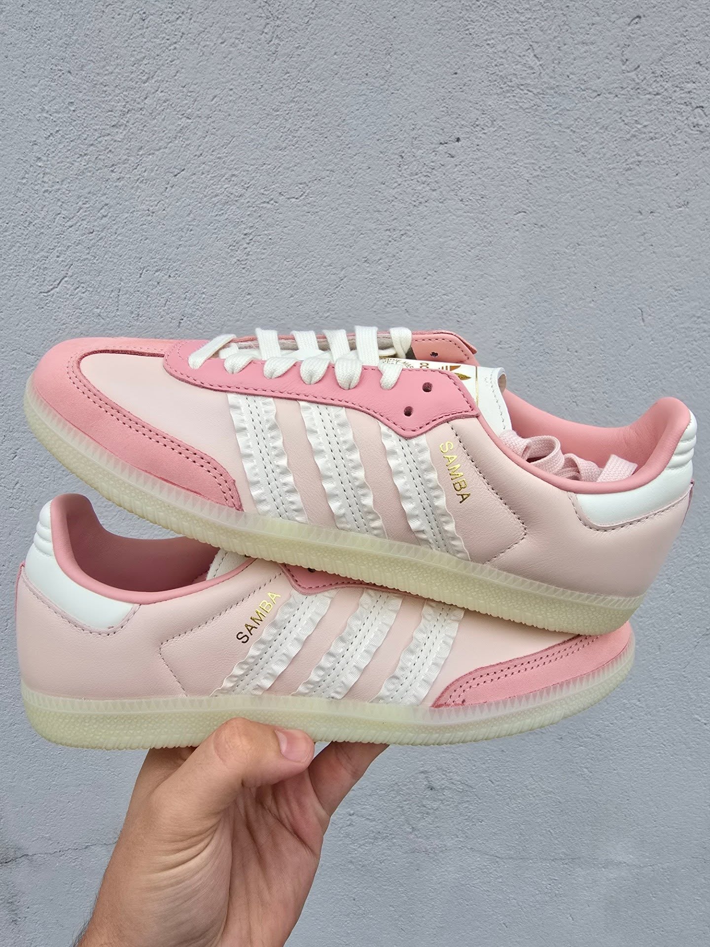 adidas Samba Ruffle Stripes Pack Wonder Mauve (Women's), Lifestyle View 5, SKU JR8830