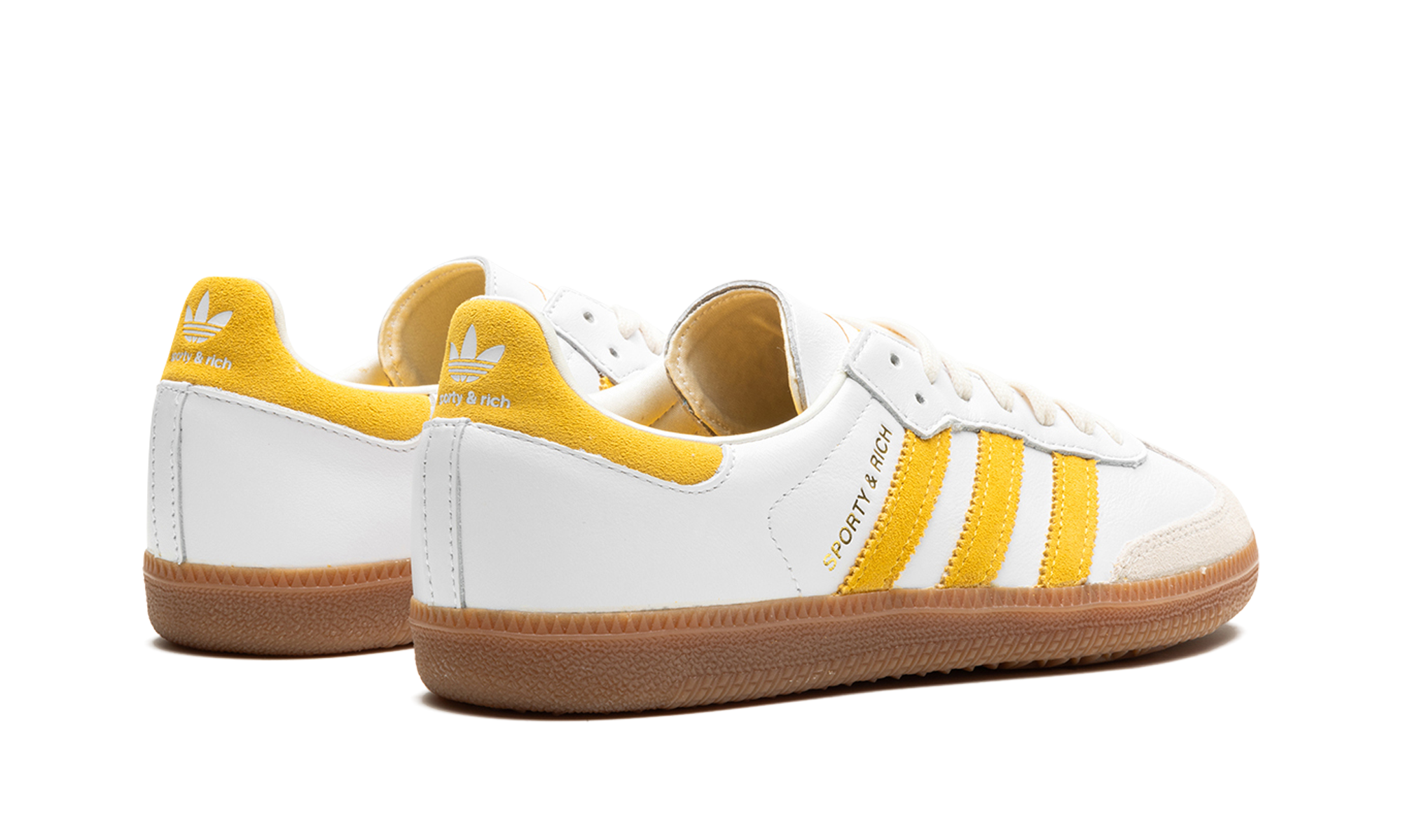 adidas samba sporty rich white bold gold+IF5661+diagnol right behind view