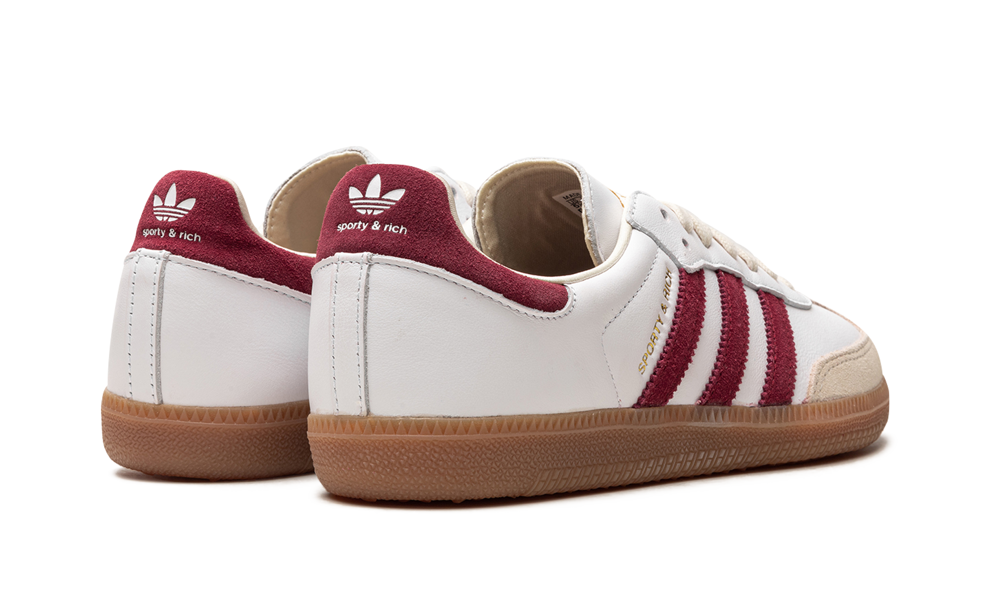 adidas samba sporty rich white collegiate burgundy+IF5660+diagnol right behind view