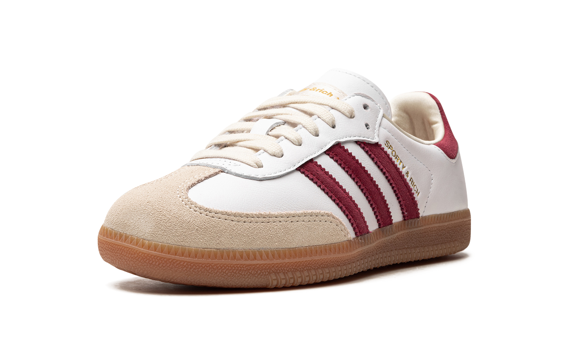 adidas samba sporty rich white collegiate burgundy+IF5660+left diagnol single view