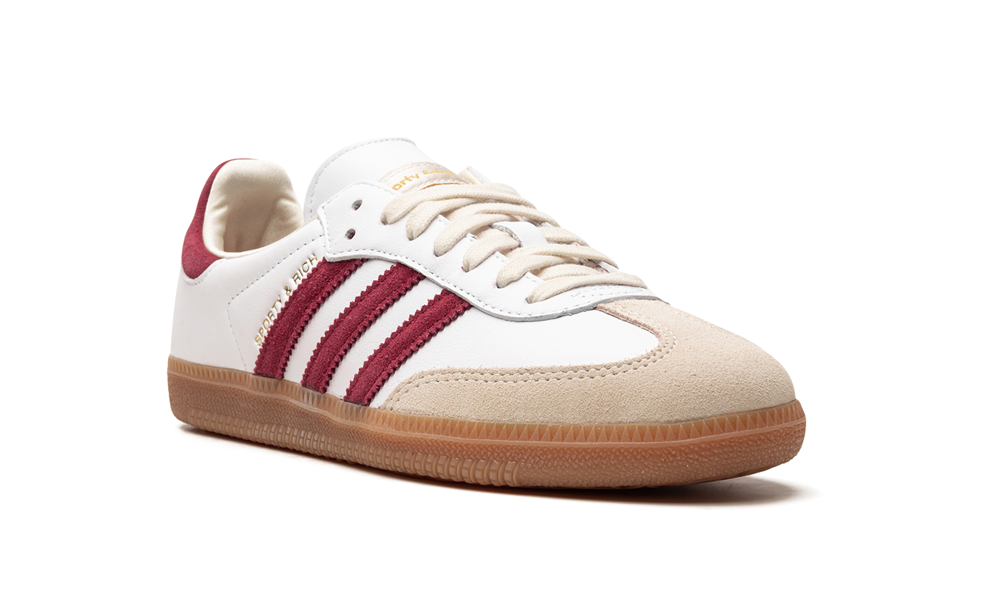 adidas samba sporty rich white collegiate burgundy+IF5660+diagnol right view
