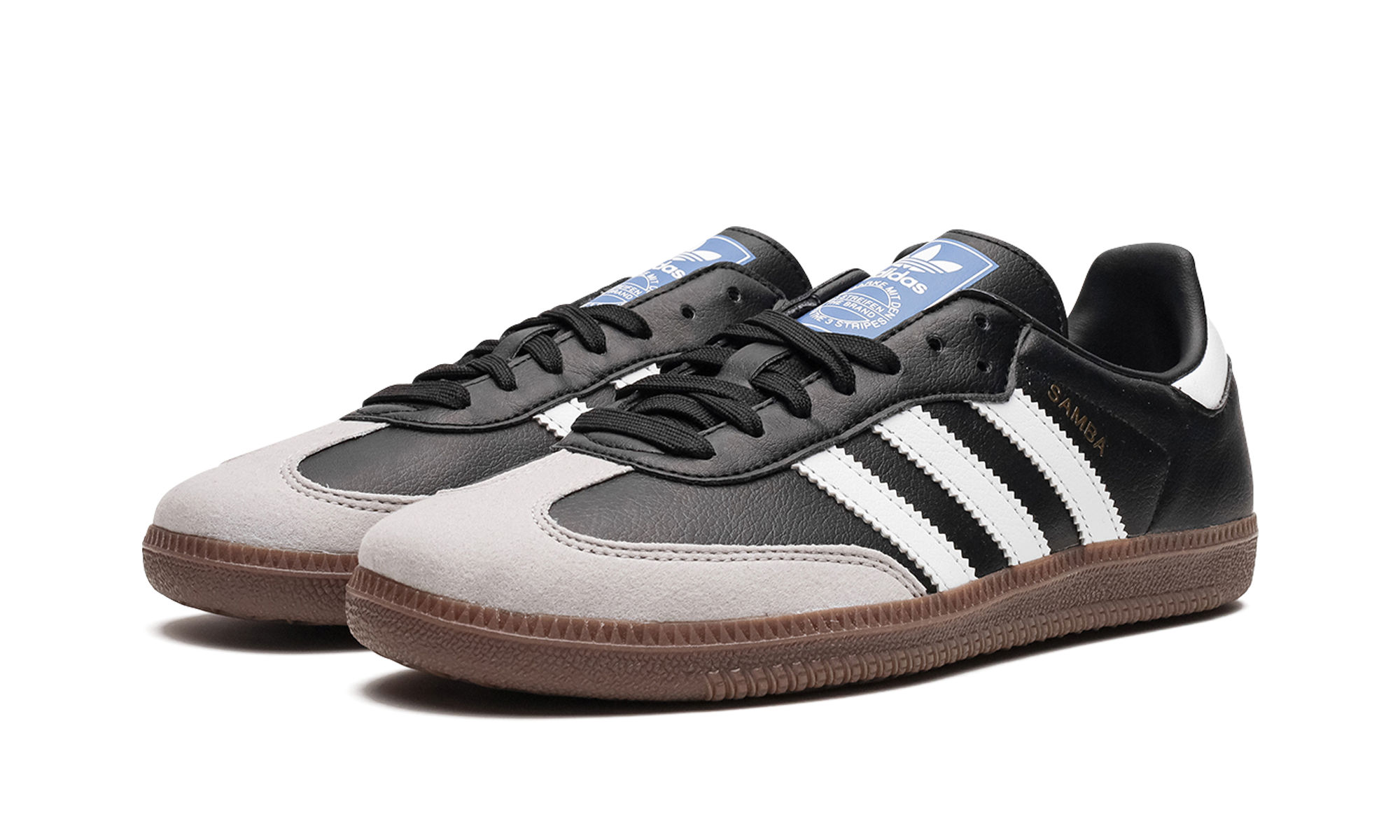 adidas samba vegan black gum+H01878+diagnol left view