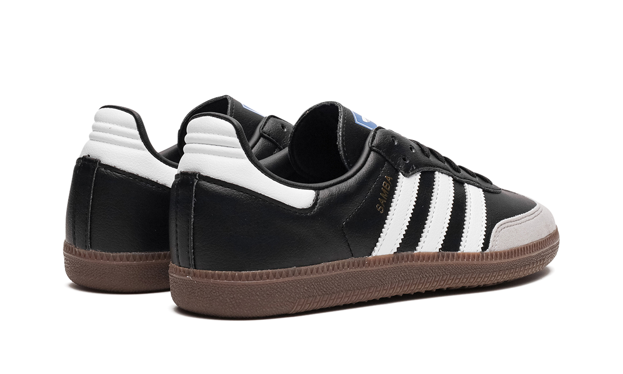 adidas samba vegan black gum+H01878+diagnol right behind view