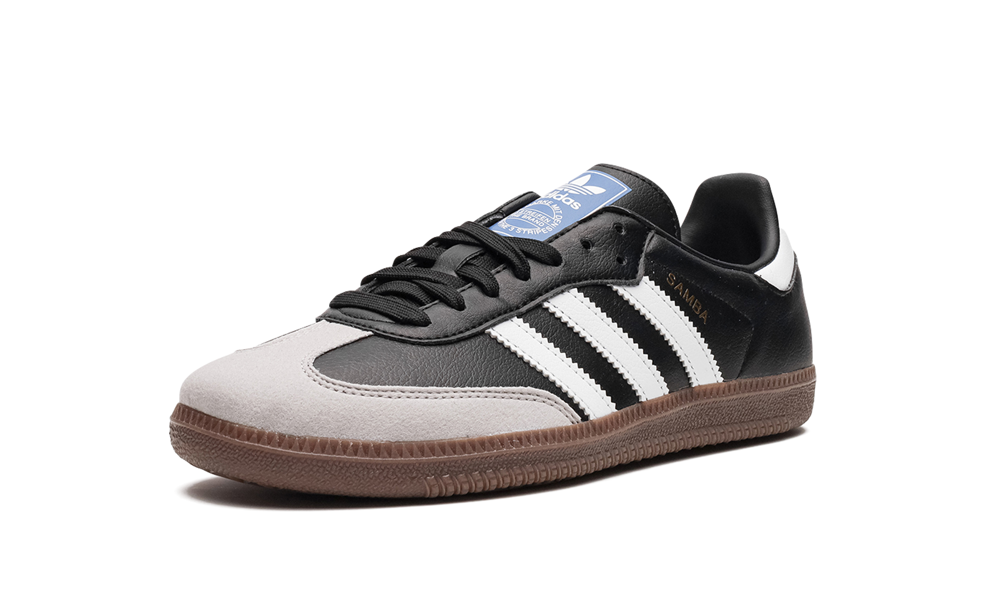 adidas samba vegan black gum+H01878+left diagnol single view