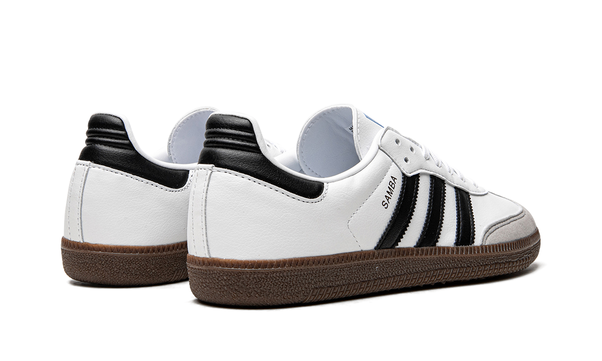 adidas samba vegan white gum+H01877+diagnol right behind view