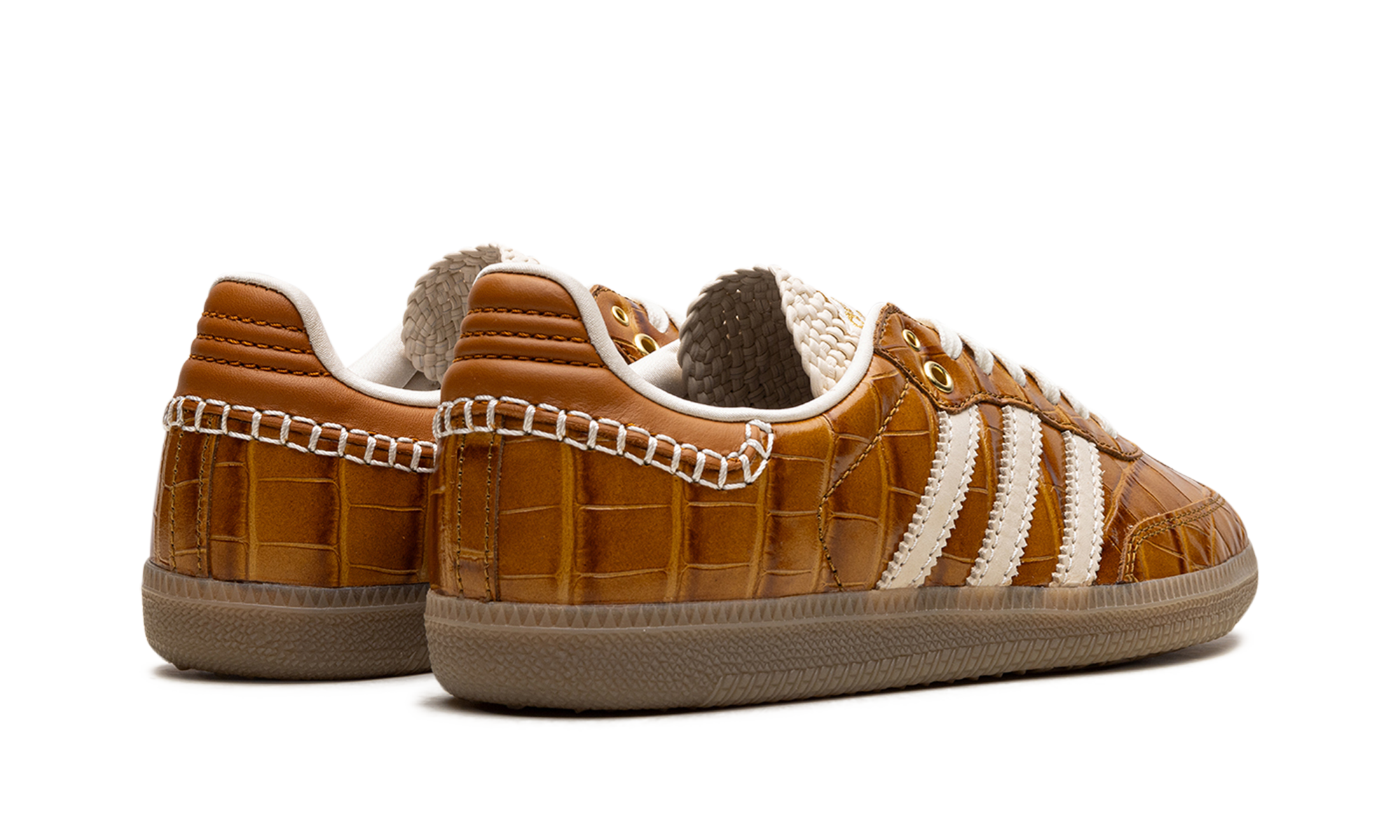 adidas samba wales bonner brown croc+JH9826+diagnol right behind view