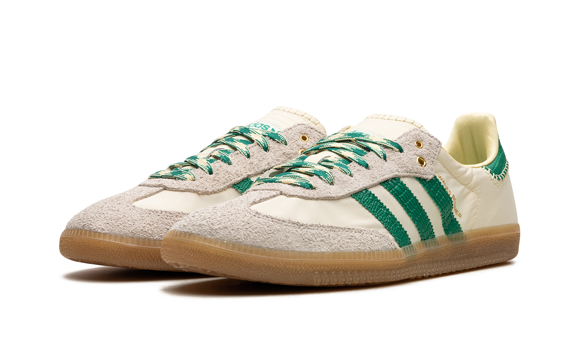 adidas samba wales bonner cream green+GY4344+diagnol left view