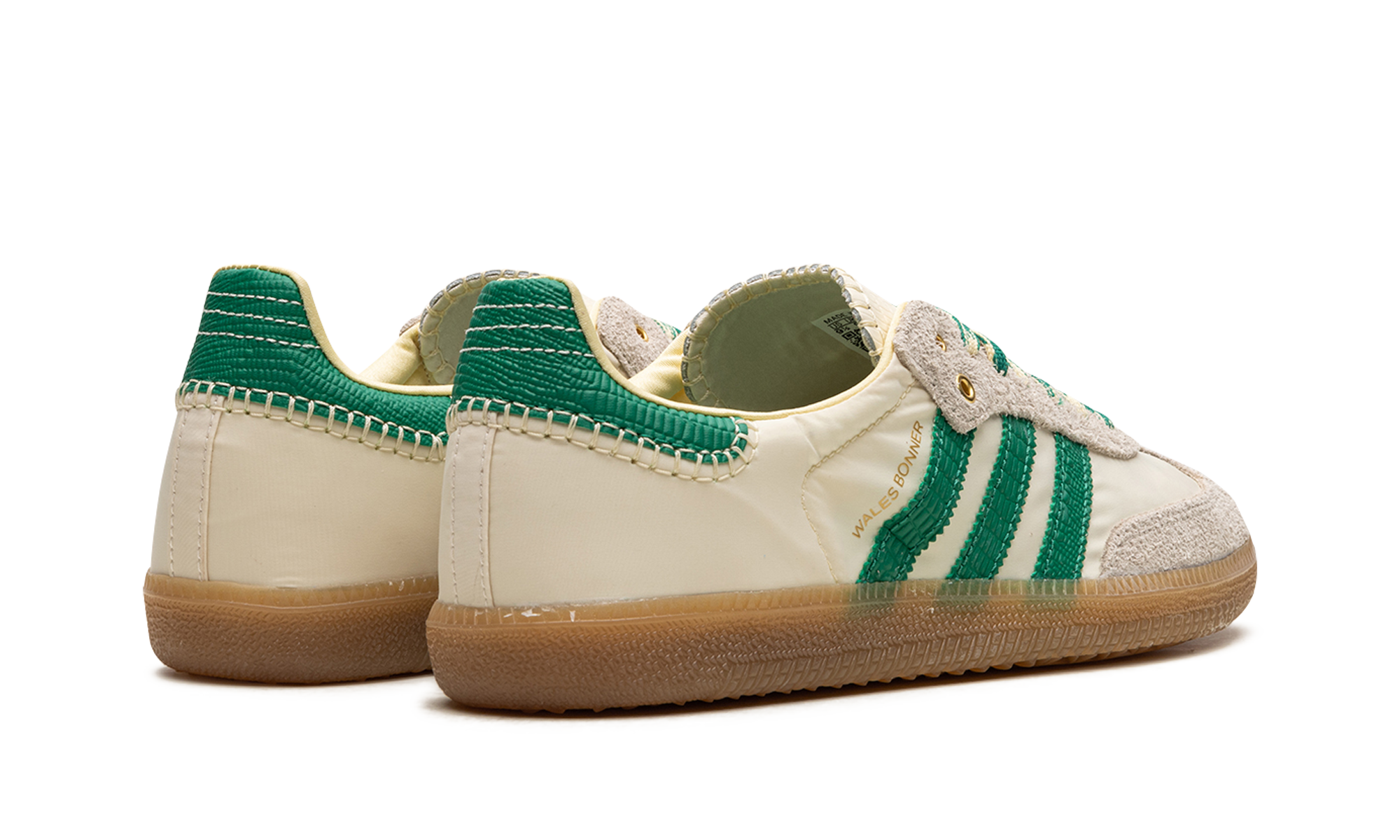 adidas samba wales bonner cream green+GY4344+diagnol right behind view