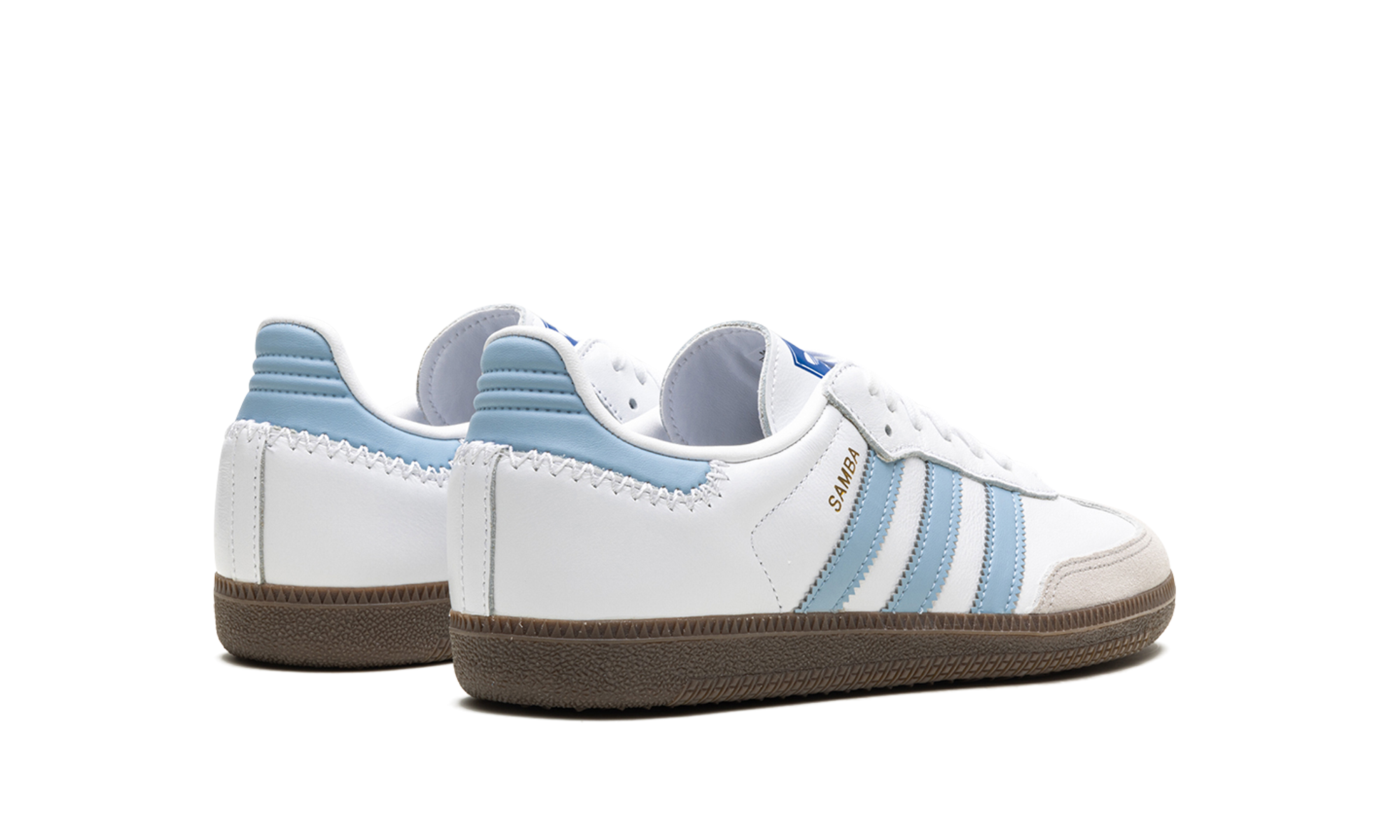 adidas samba white clear sky gs+JI2009+diagnol right behind view