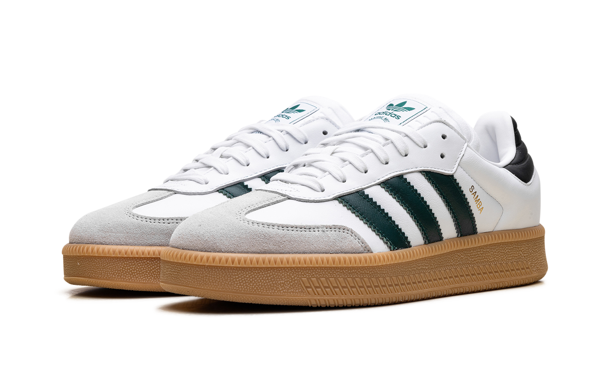 adidas samba xlg cloud white collegiate green+IE9181+diagnol left view