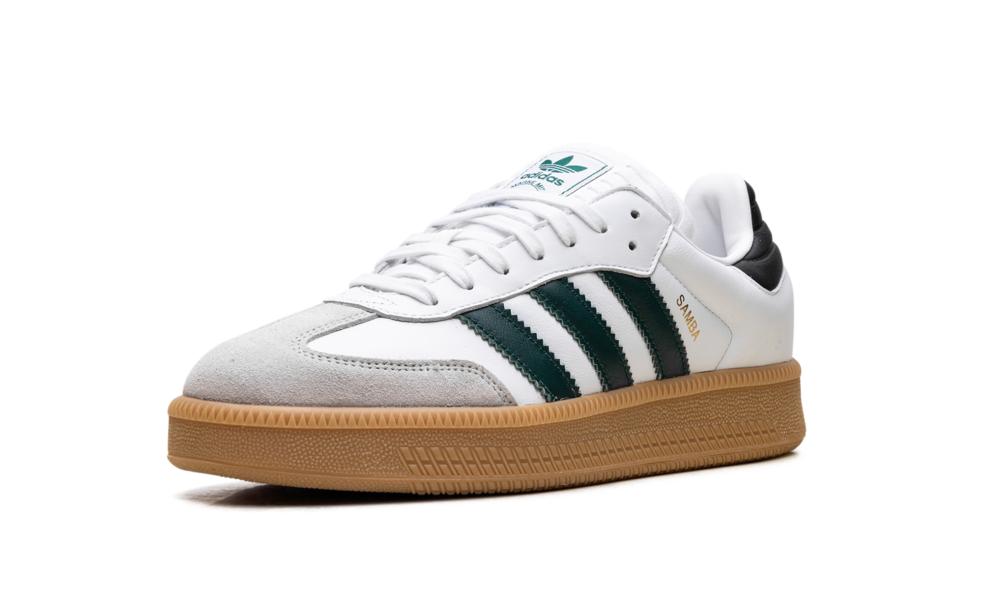 adidas samba xlg cloud white collegiate green+IE9181+left diagnol single view