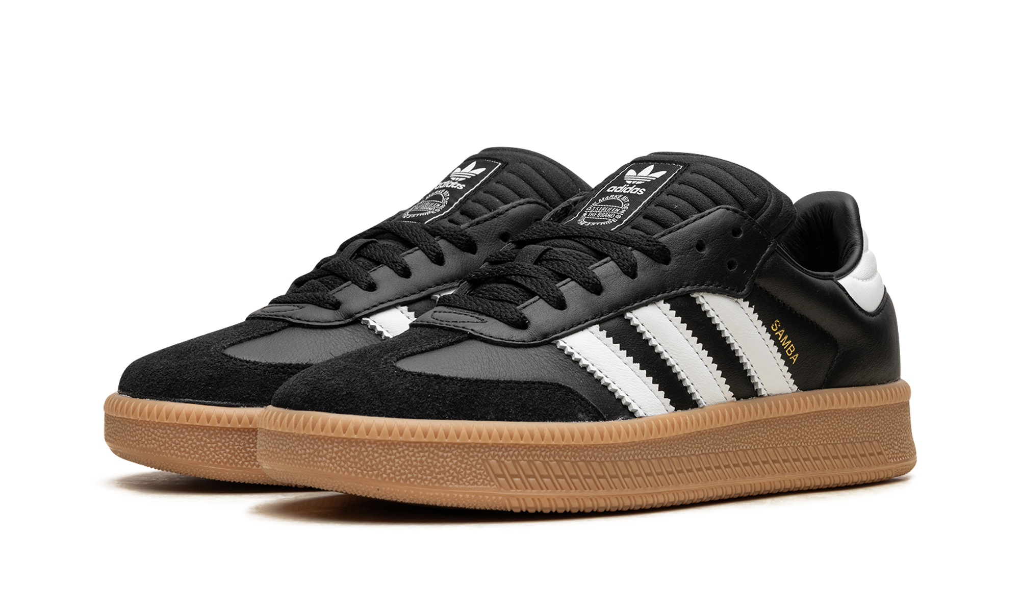 adidas samba xlg core black gum+IE1379+diagnol left view