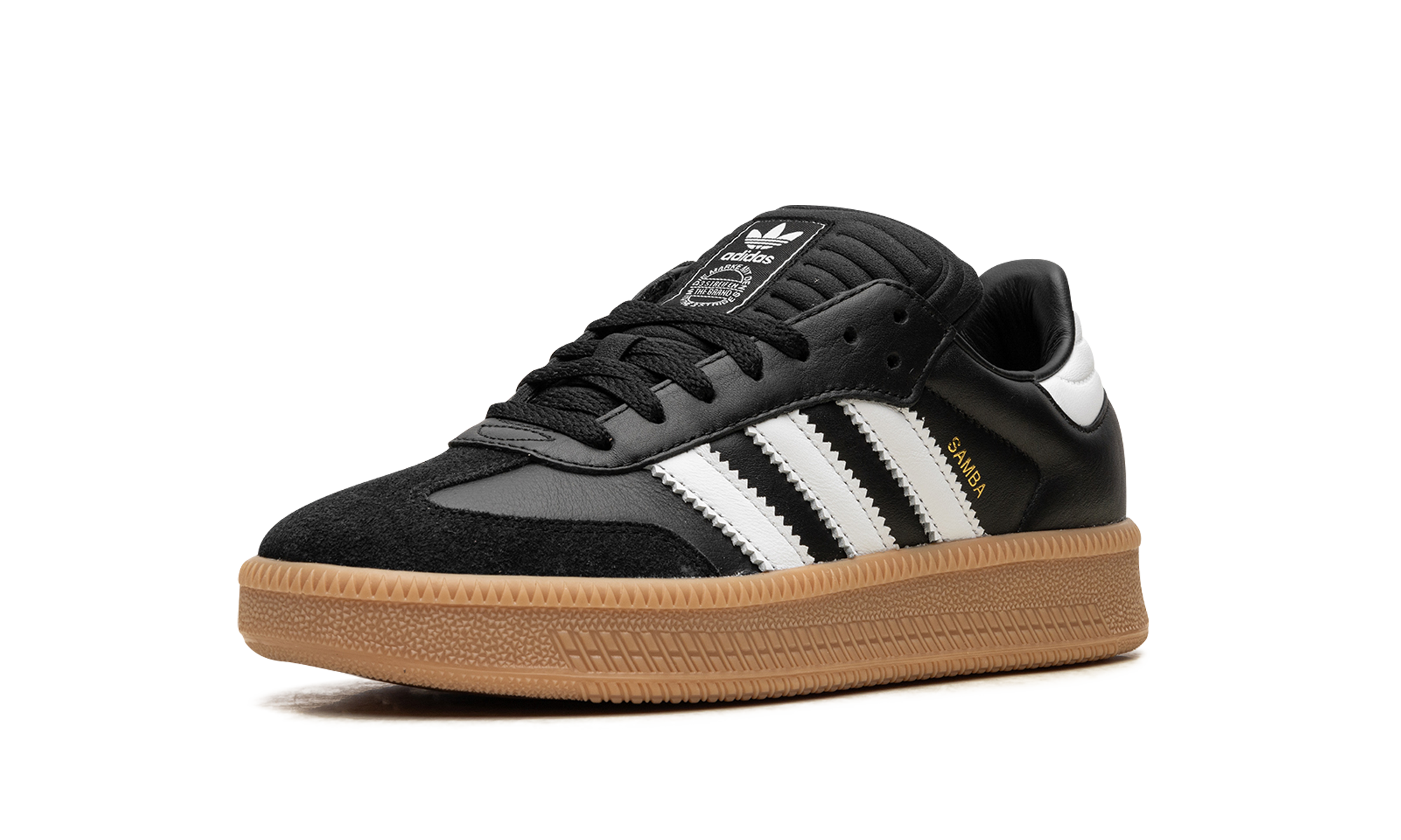 adidas samba xlg core black gum+IE1379+left diagnol single view