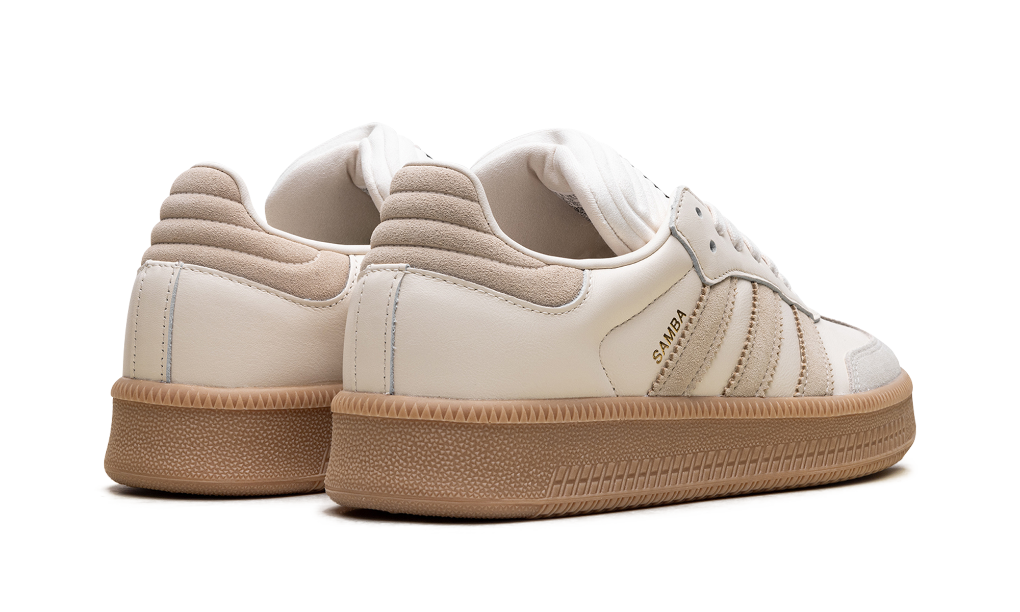 adidas samba xlg magic beige gum+JI0473+diagnol right behind view