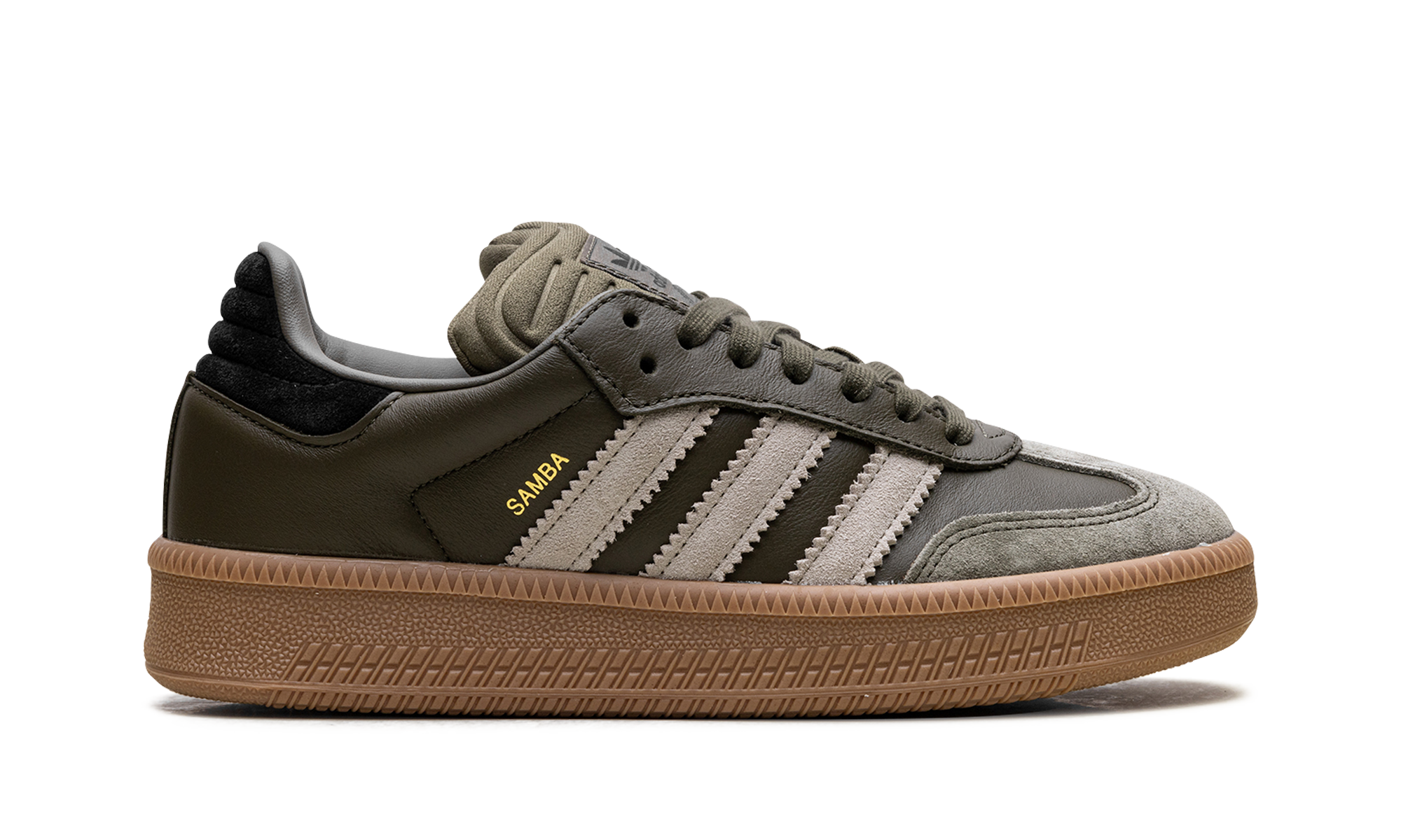 adidas samba xlg olive strata wonder beige gold metallic+JQ2387+right view
