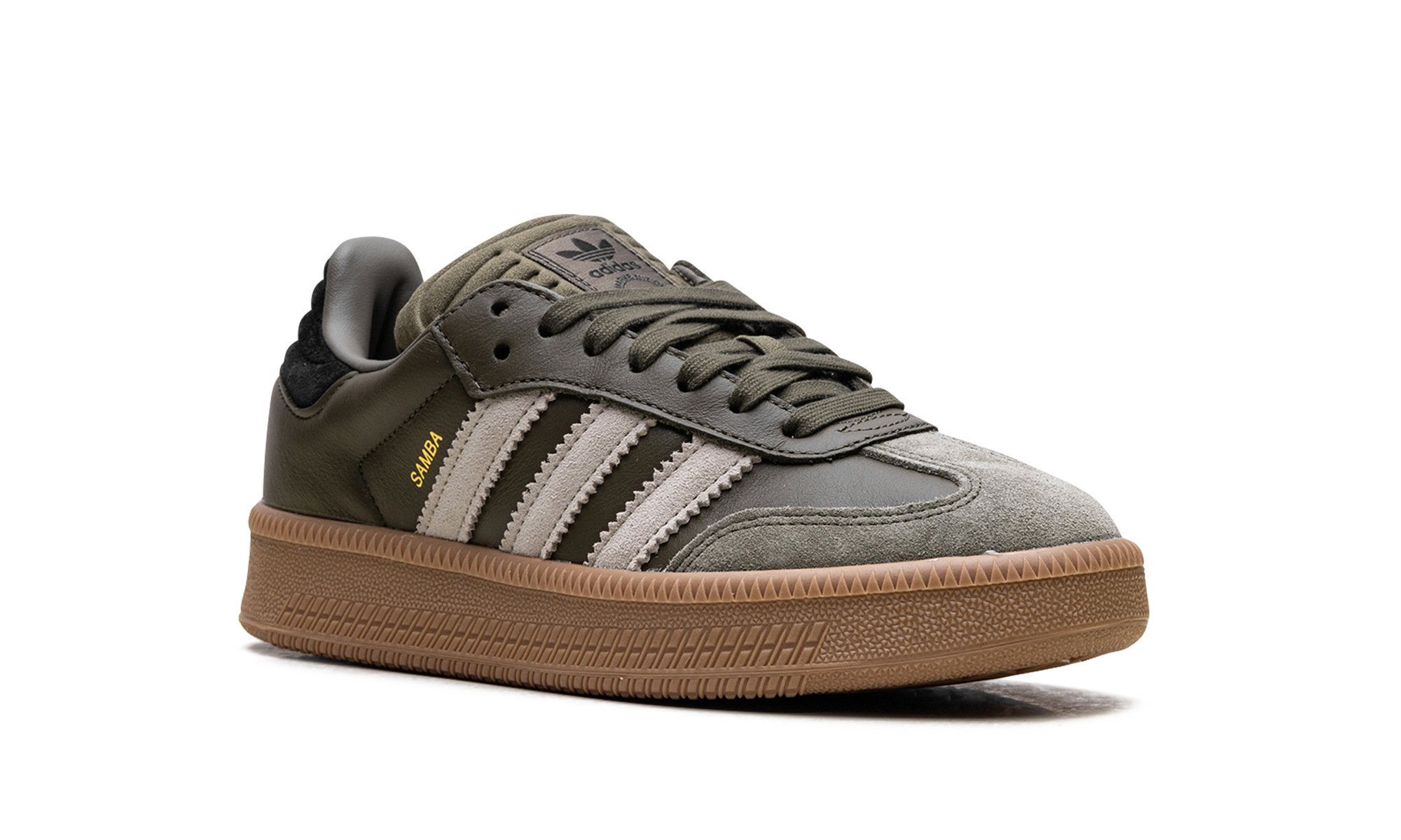 adidas samba xlg olive strata wonder beige gold metallic+JQ2387+diagnol right view