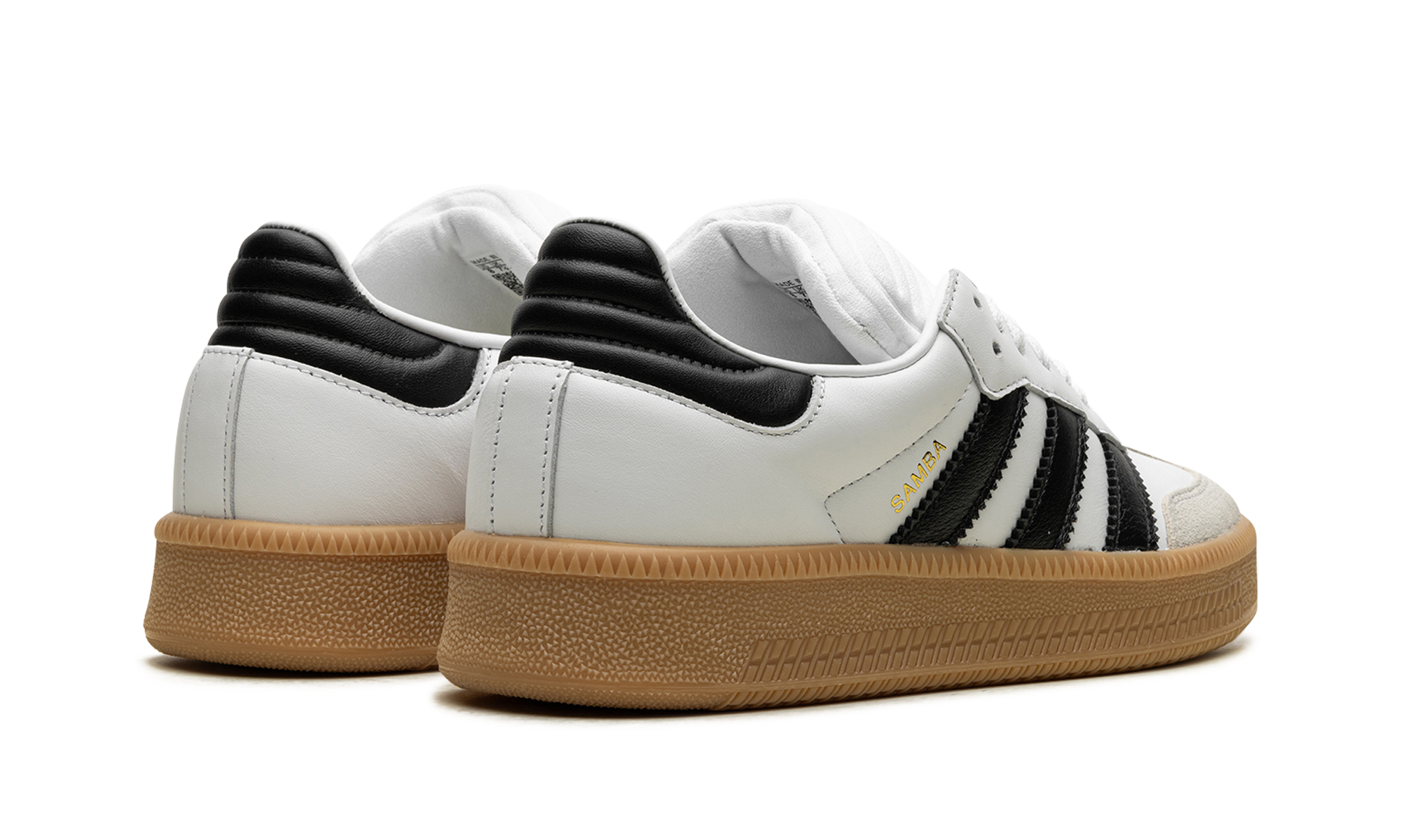adidas samba xlg white black gum+IE1377+diagnol right behind view