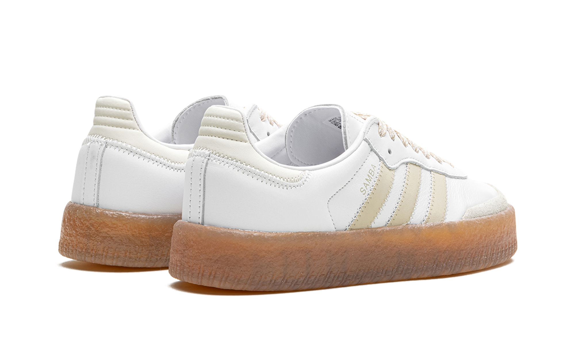 adidas sambae beige women s+IE9107+diagnol right behind view