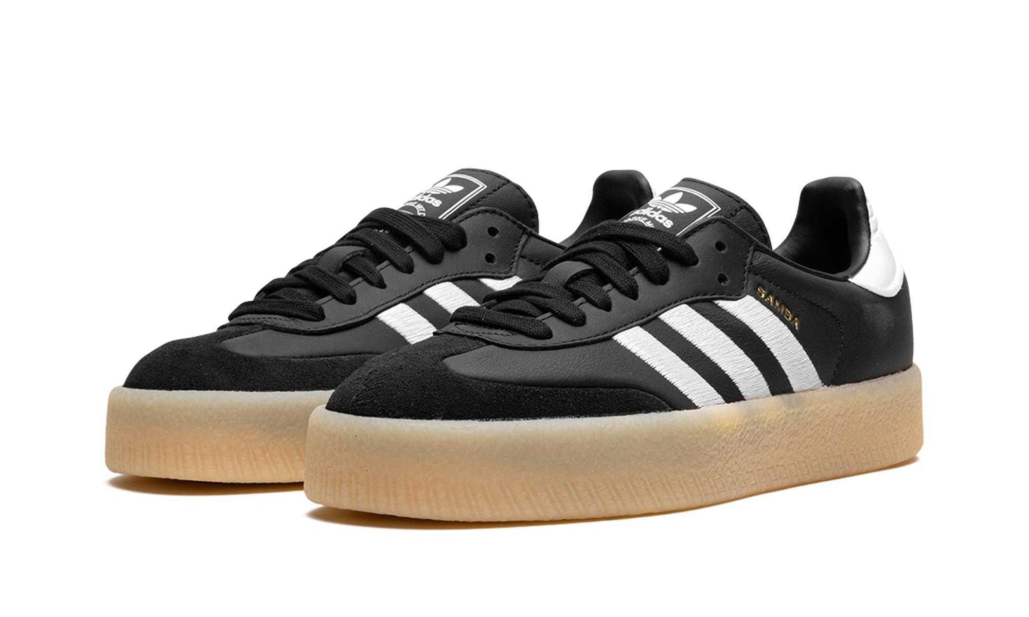 adidas sambae black white gum women s+ID0436+diagnol left view