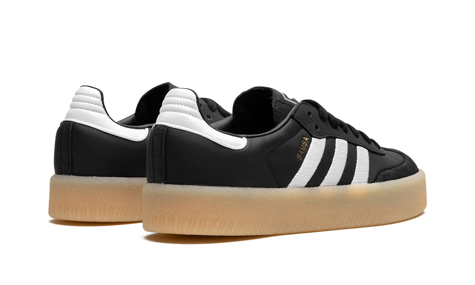 adidas sambae black white gum women s+ID0436+diagnol right behind view