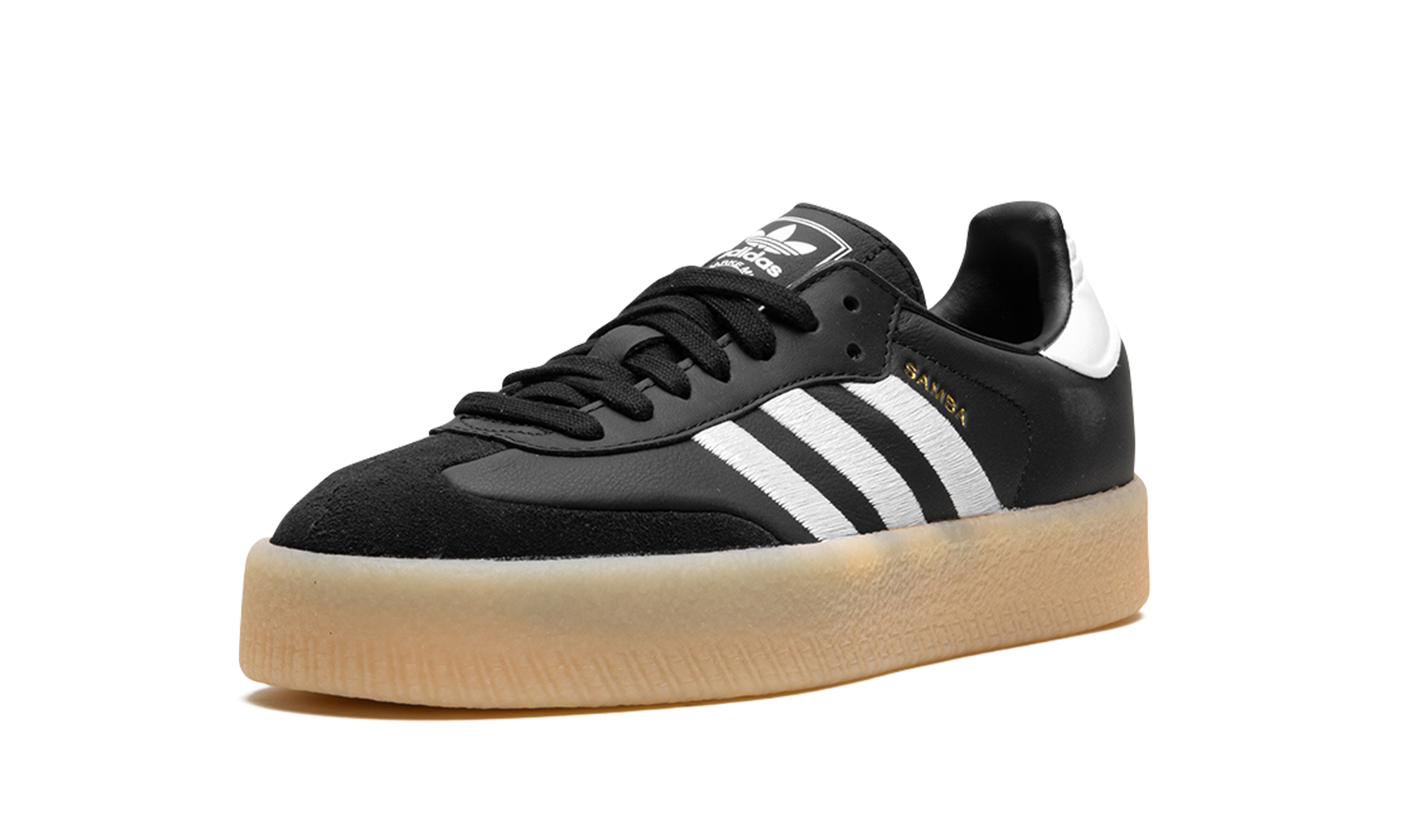 adidas sambae black white gum women s+ID0436+left diagnol single view