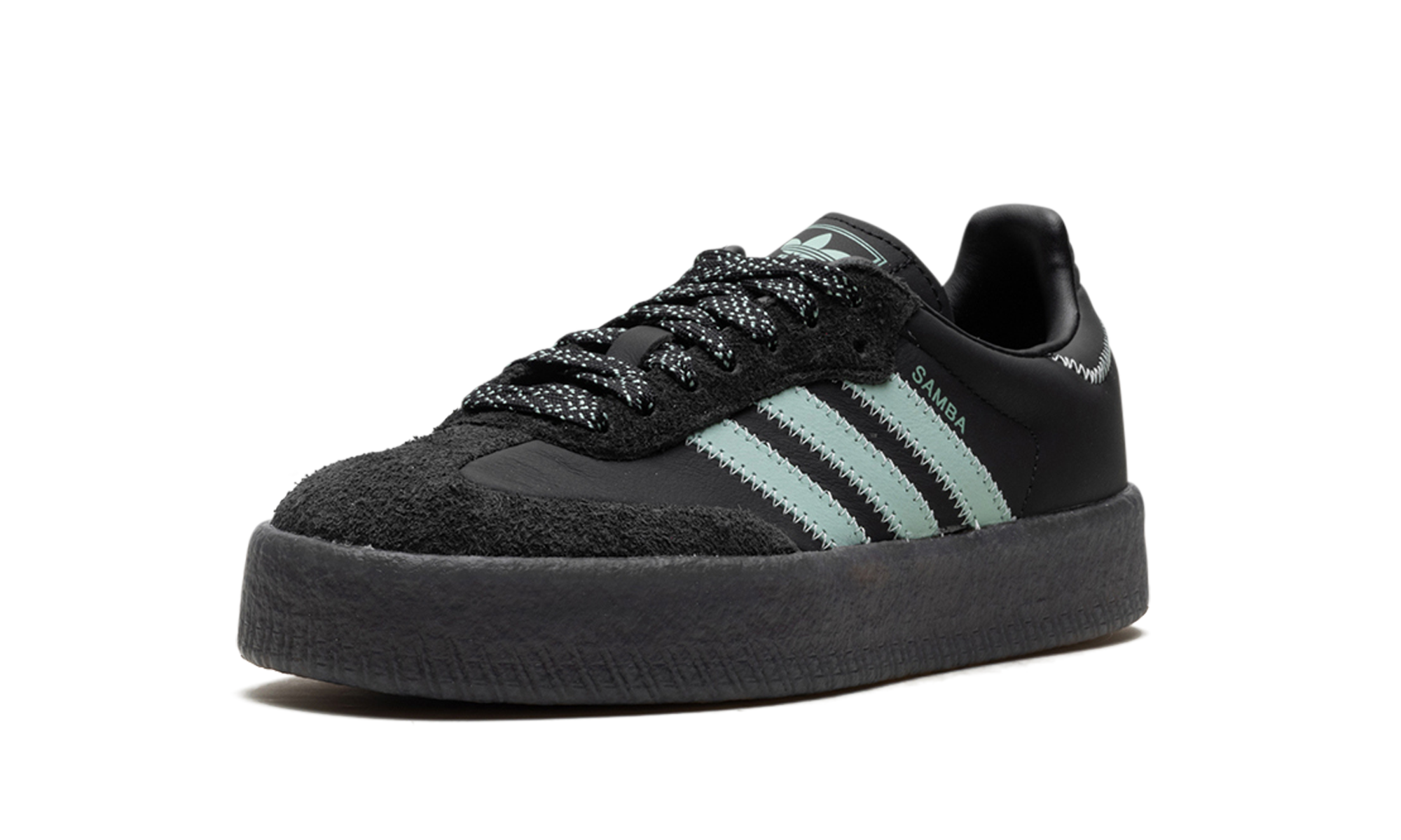 adidas sambae core black haze green women s+IE9110+left diagnol single view
