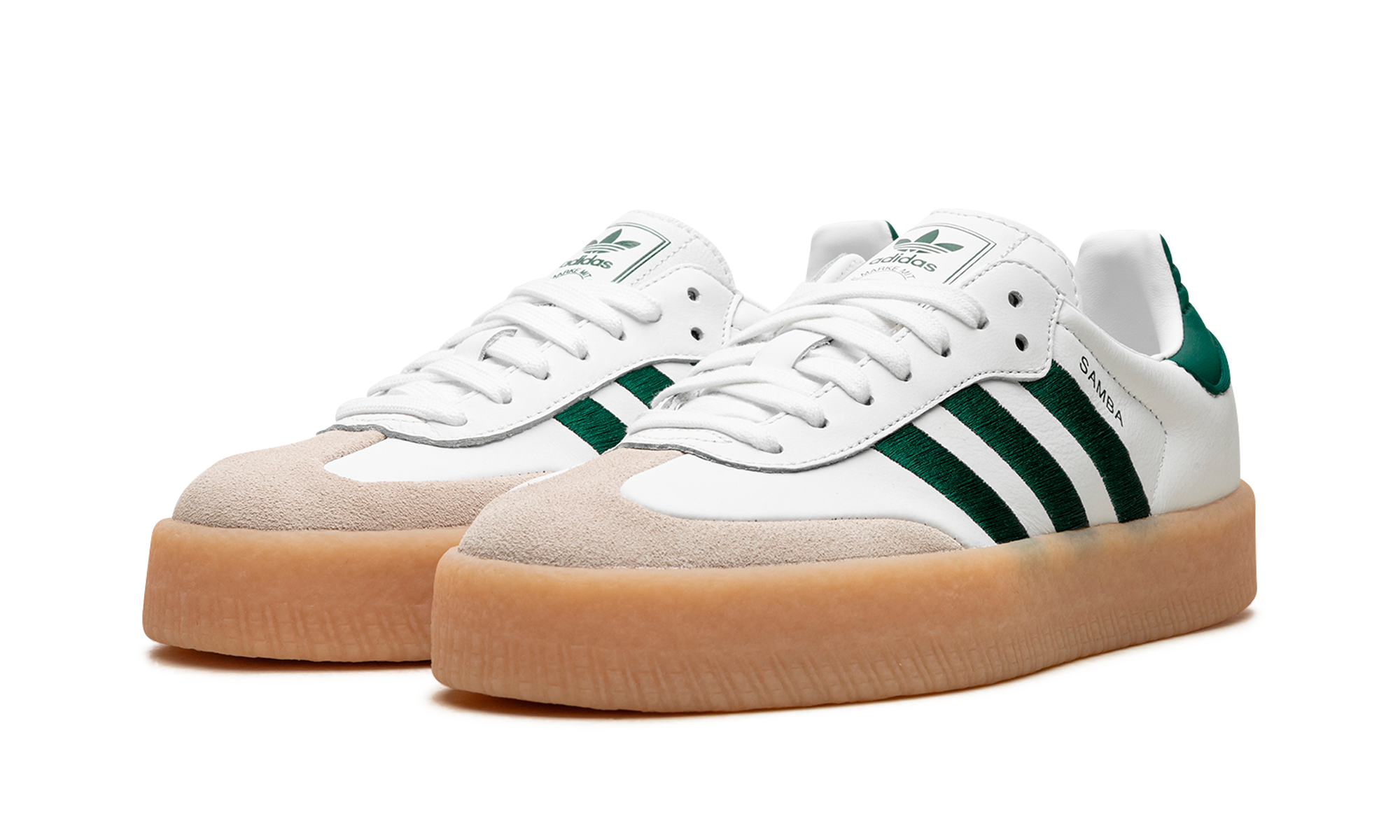 adidas sambae white collegiate green gum women s+ID0440+diagnol left view