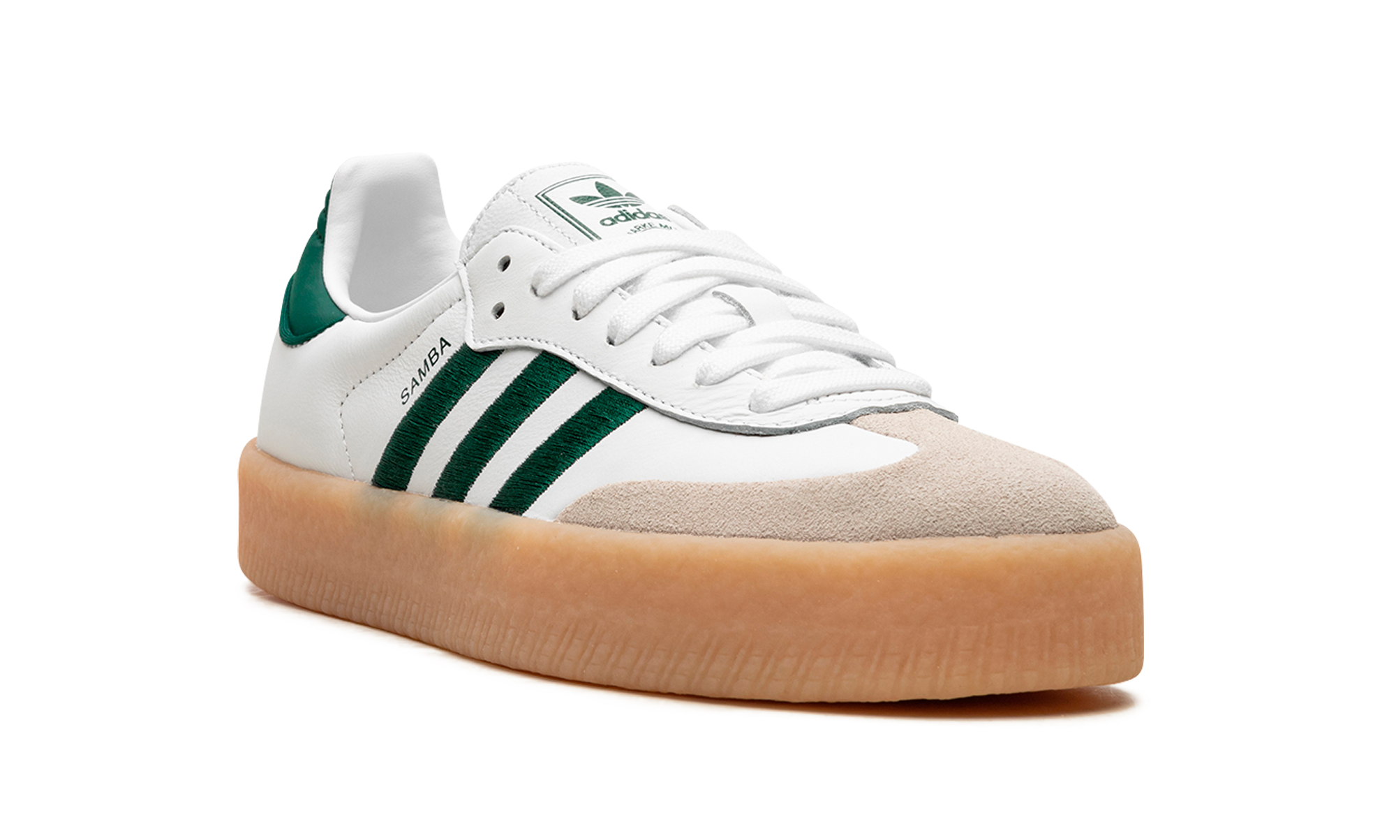 adidas sambae white collegiate green gum women s+ID0440+diagnol right view