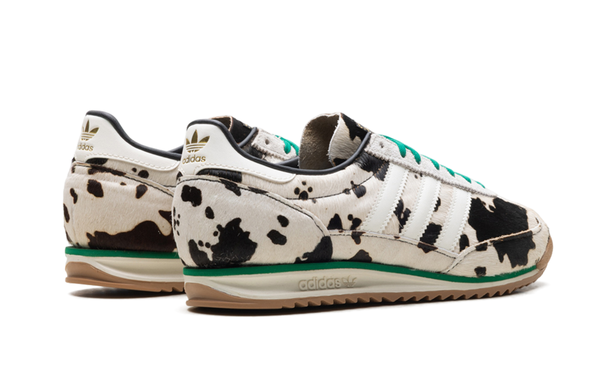 adidas sl 72 og cow print black white women s+JR1639+diagnol right behind view