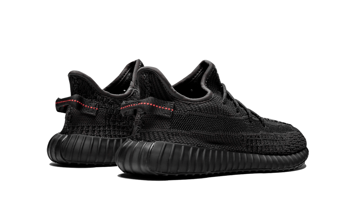 adidas yeezy boost 350 v2 black non reflective kids+FU9013+diagnol right behind view
