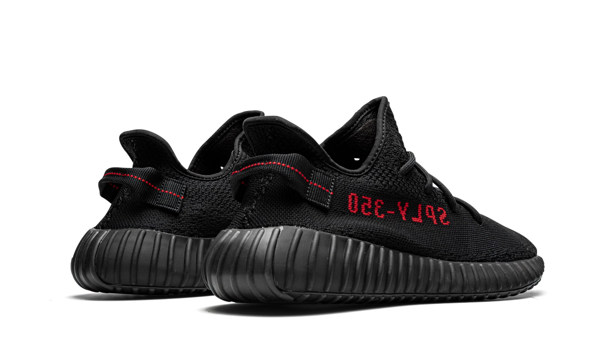 adidas yeezy boost 350 v2 black red+CP9652+diagnol right behind view