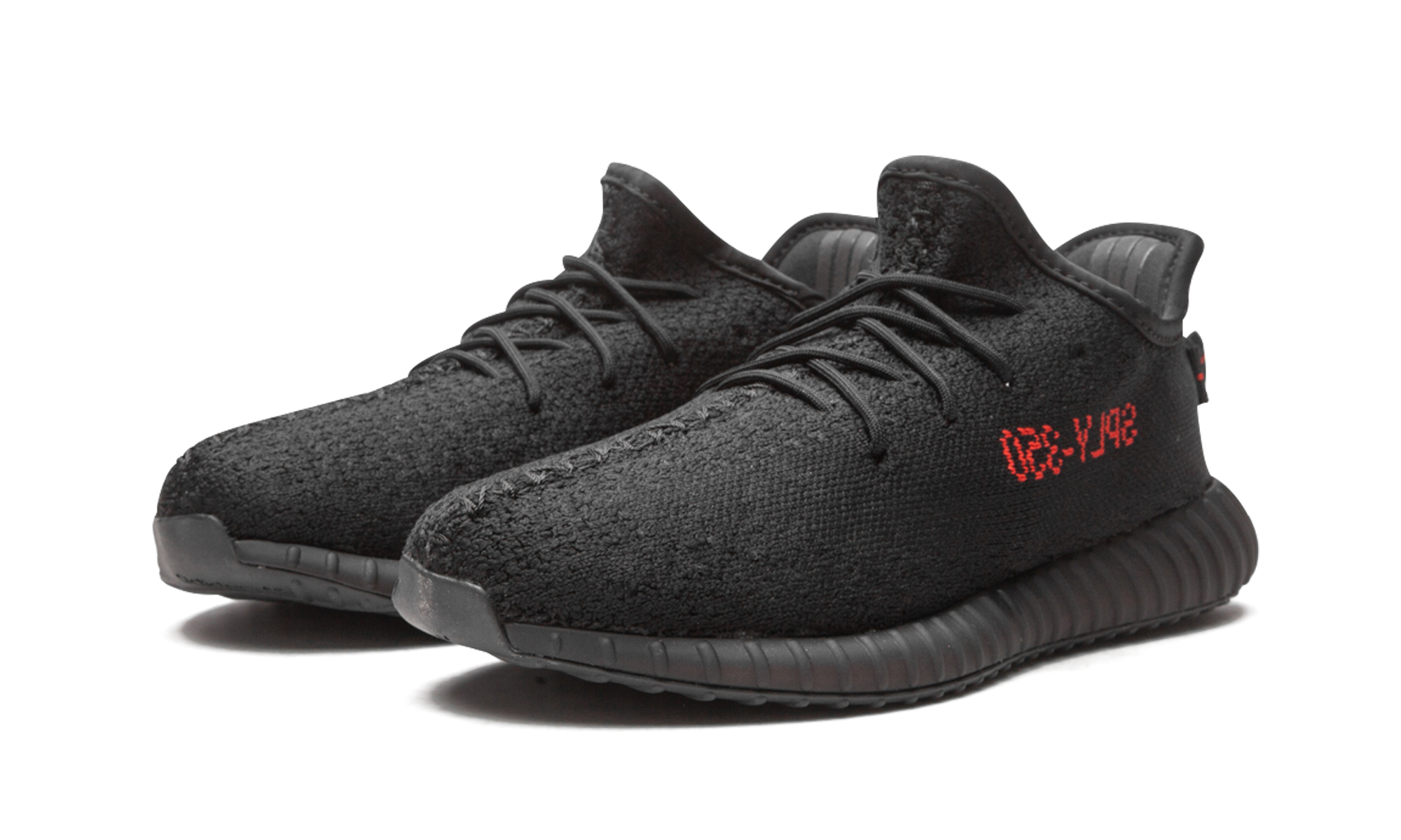 adidas yeezy boost 350 v2 black red kids+GZ8655+diagnol left view