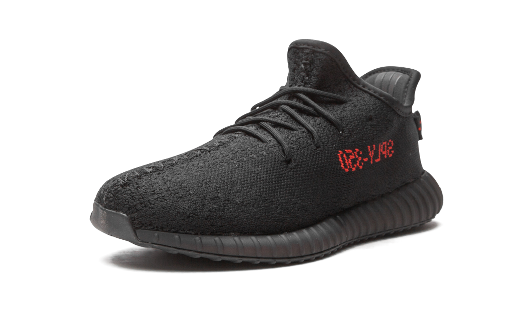 adidas yeezy boost 350 v2 black red kids+GZ8655+left diagnol single view