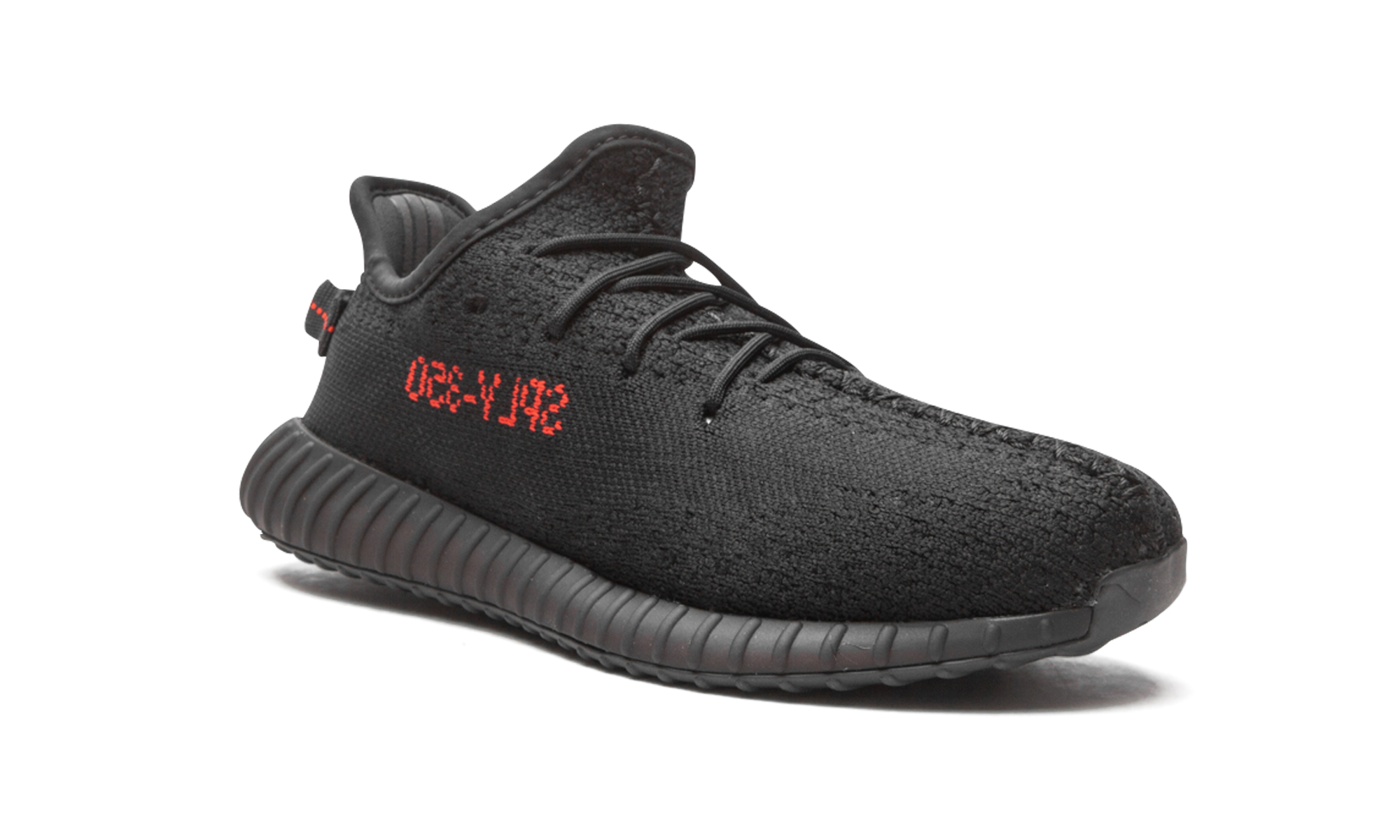 adidas yeezy boost 350 v2 black red kids+GZ8655+diagnol right view