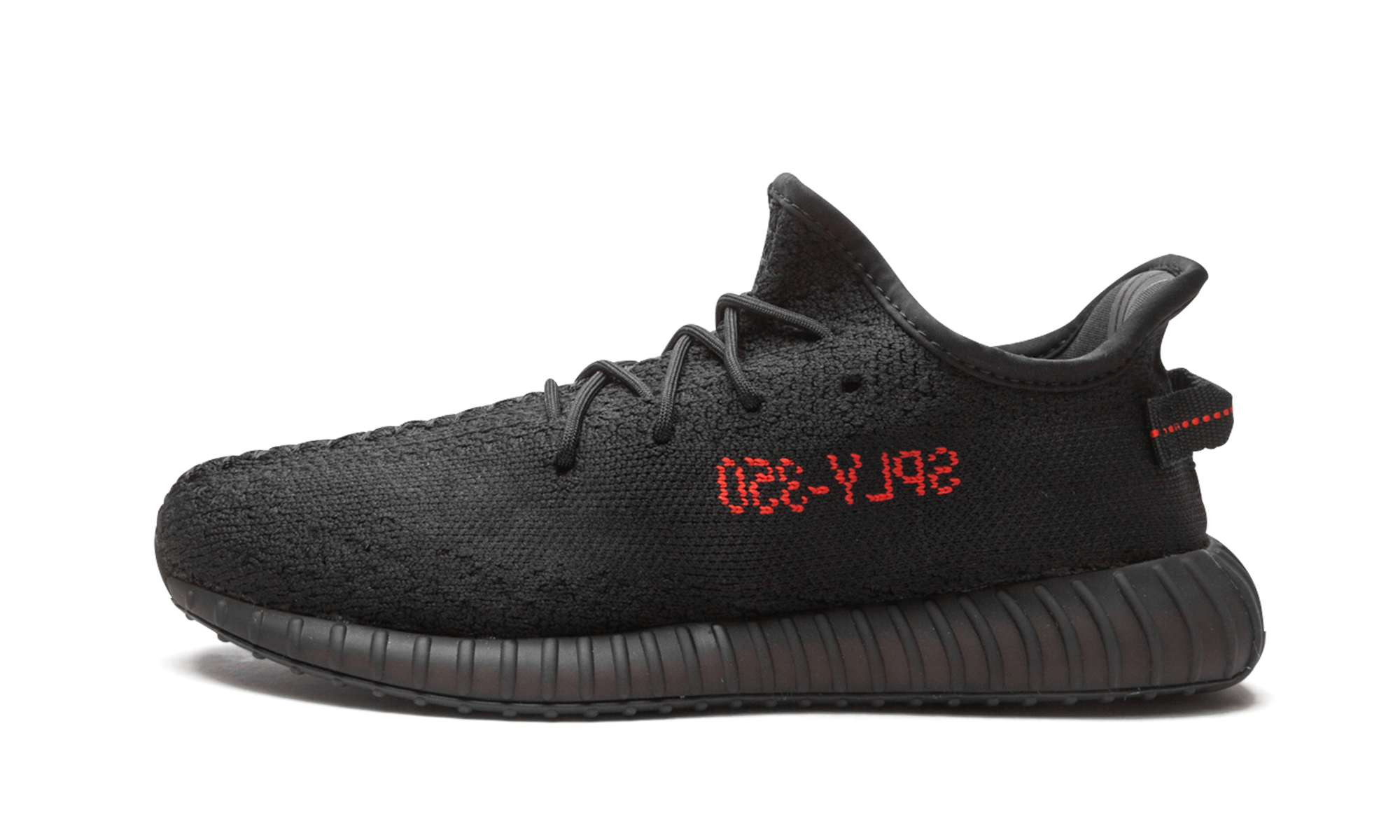 adidas yeezy boost 350 v2 black red kids+GZ8655+diagnol right view 1