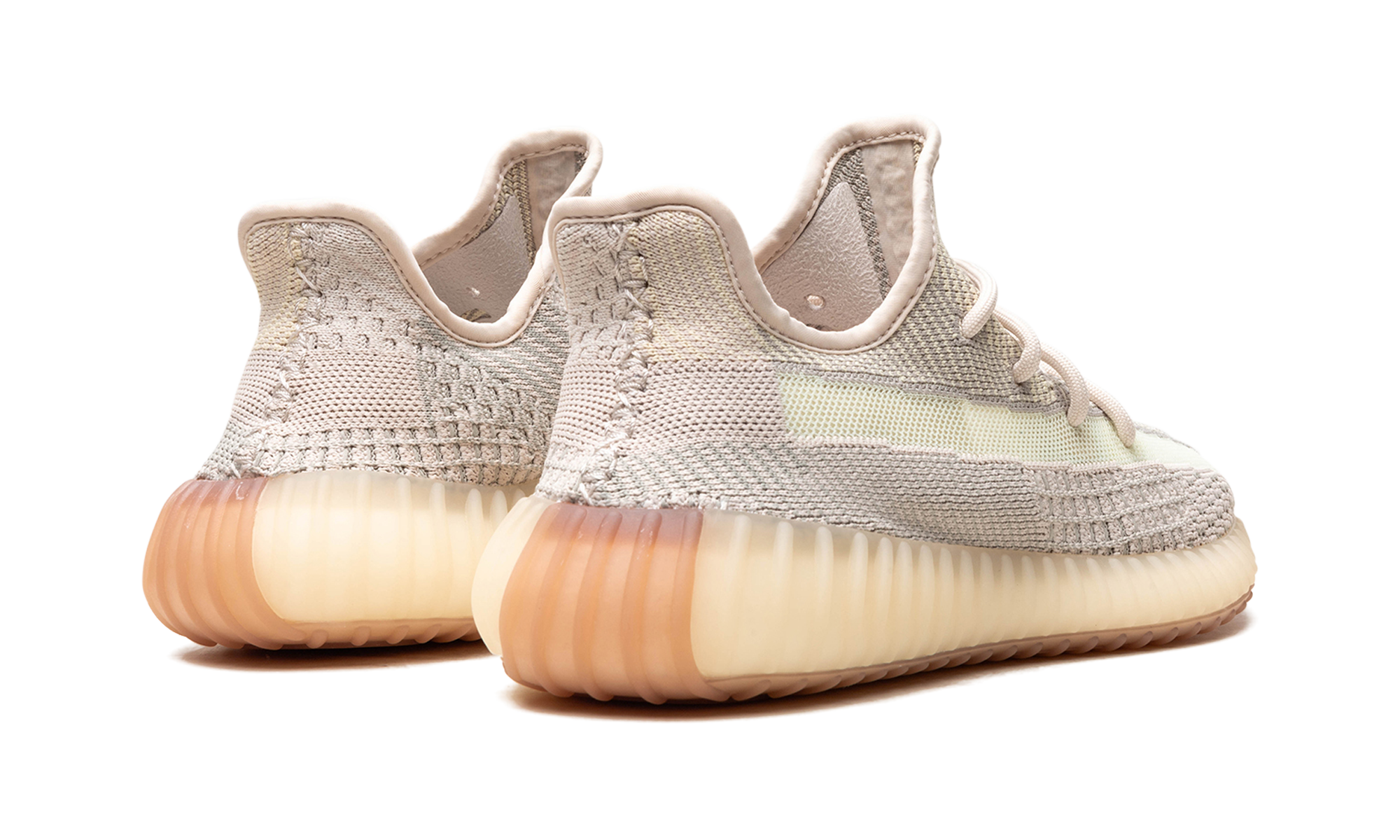 adidas yeezy boost 350 v2 citrin non reflective+FW3042+diagnol right behind view