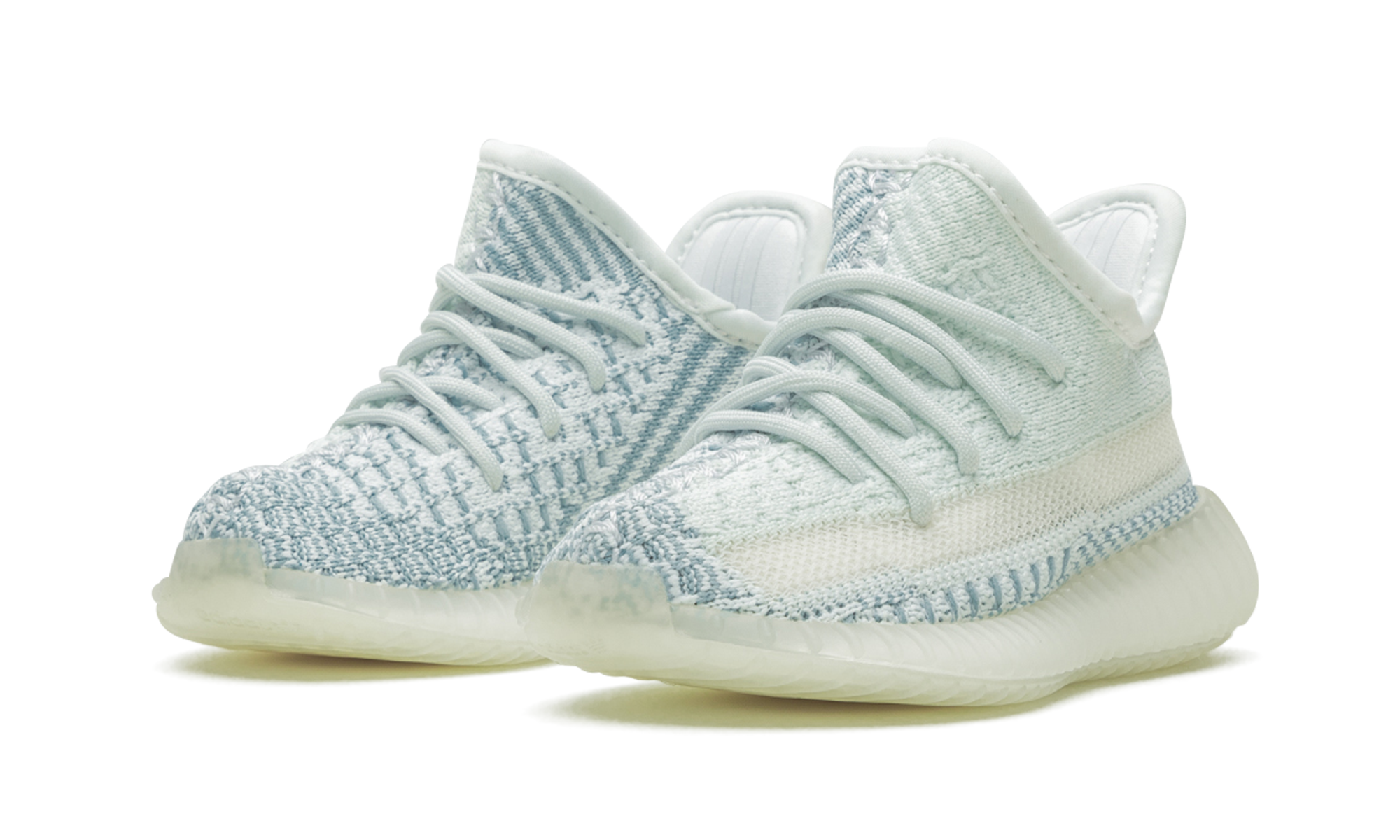 adidas yeezy boost 350 v2 cloud white infants+FW3046+diagnol left view