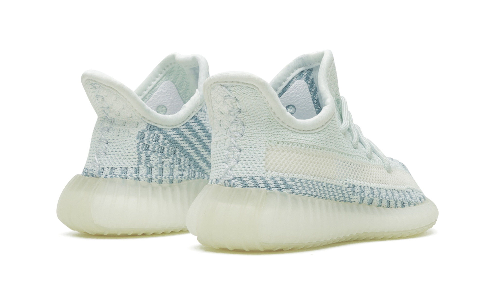 adidas yeezy boost 350 v2 cloud white infants+FW3046+diagnol right behind view