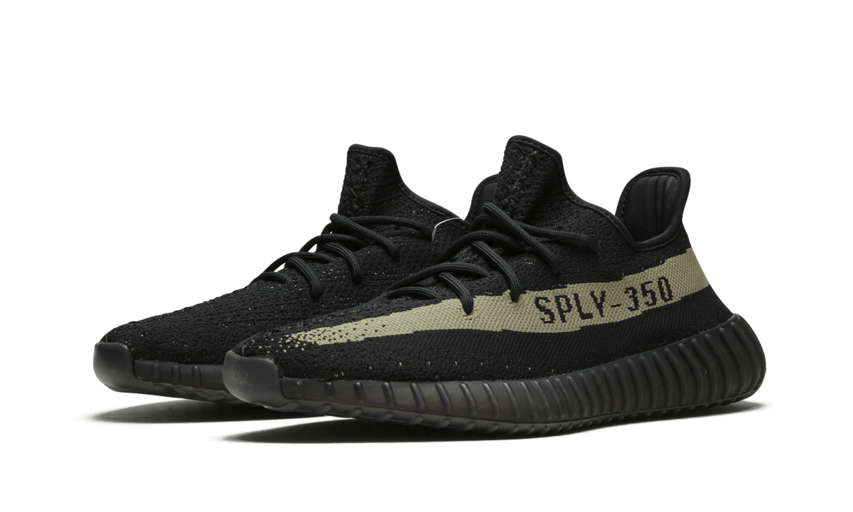 adidas yeezy boost 350 v2 core black green+BY9611+diagnol left view