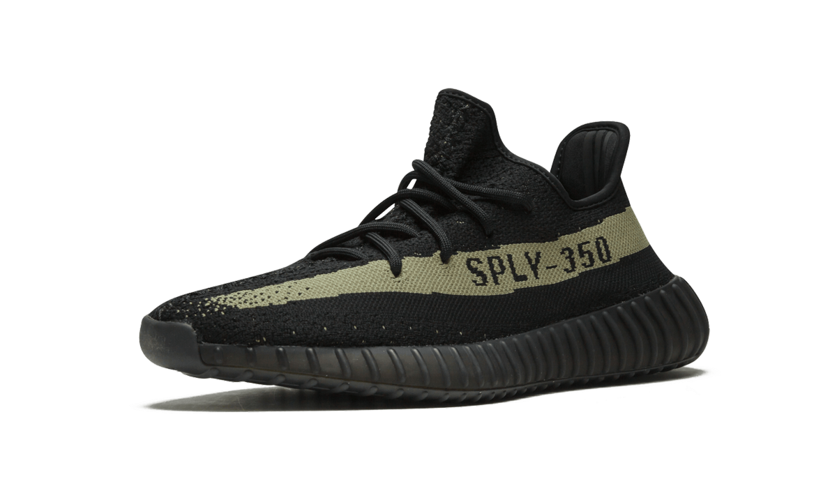 adidas yeezy boost 350 v2 core black green+BY9611+left diagnol single view