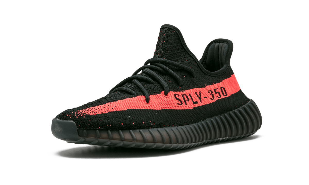 adidas yeezy boost 350 v2 core black red+BY9612+left diagnol single view