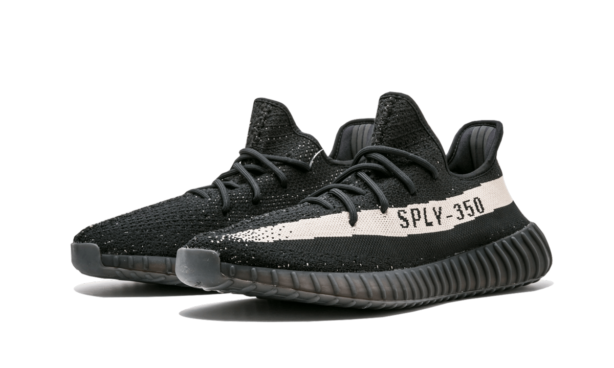 adidas yeezy boost 350 v2 core black white+BY1604+diagnol left view
