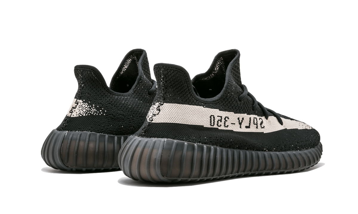 adidas yeezy boost 350 v2 core black white+BY1604+diagnol right behind view
