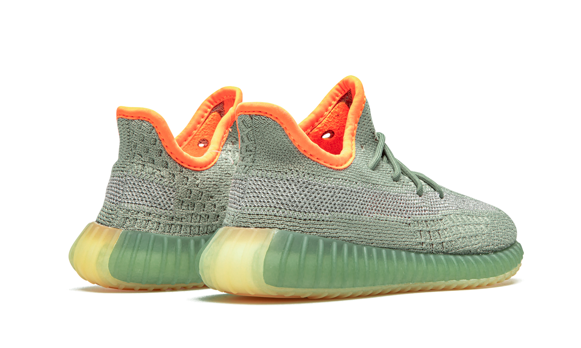 adidas yeezy boost 350 v2 desert sage kids+FX9037+diagnol right behind view