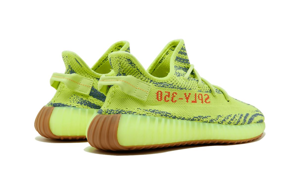 adidas yeezy boost 350 v2 semi frozen yellow+B37572+diagnol right behind view