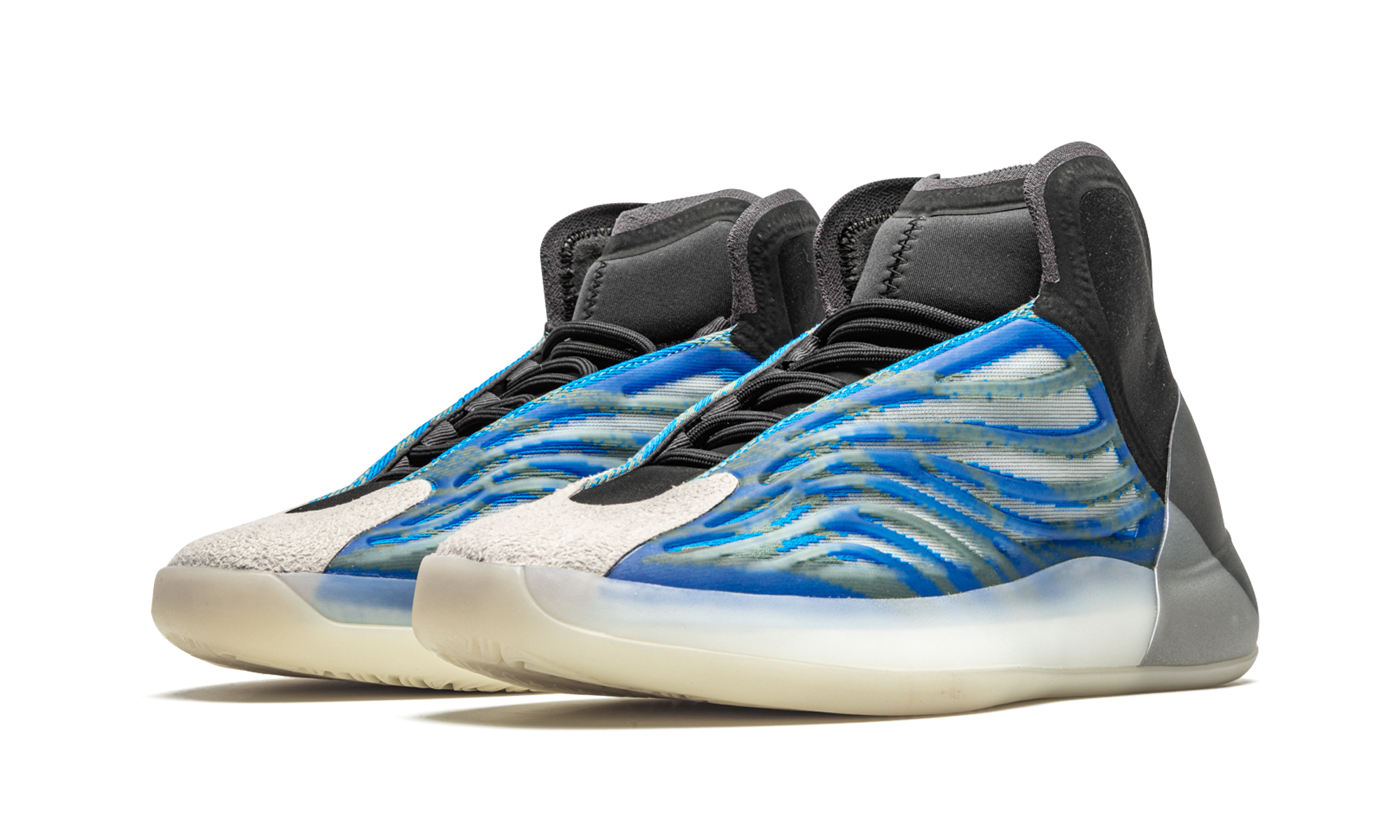 adidas yeezy qntm bsktbl frozen blue+GX5049+diagnol left view