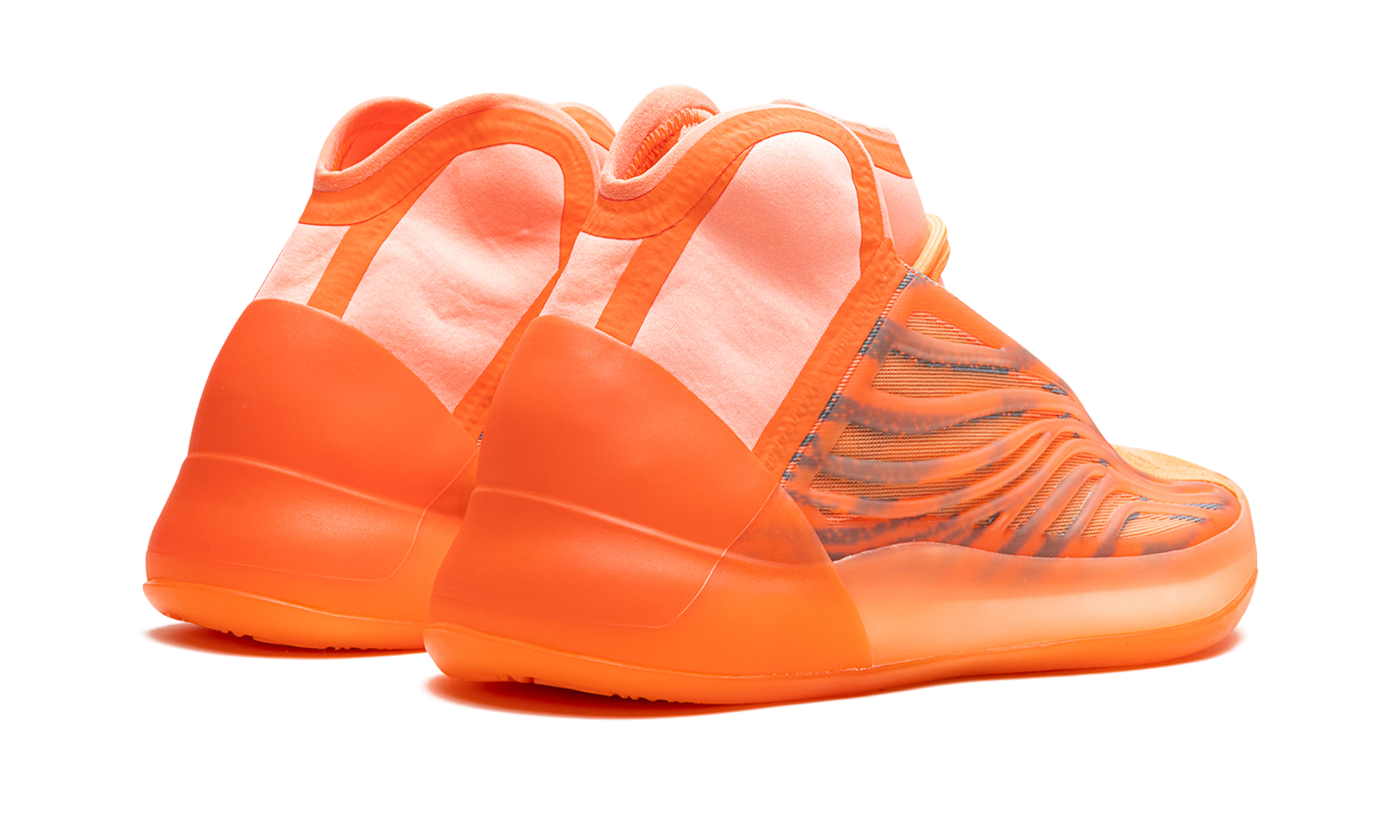 adidas yeezy qntm hi res orange+GW5308+diagnol right behind view