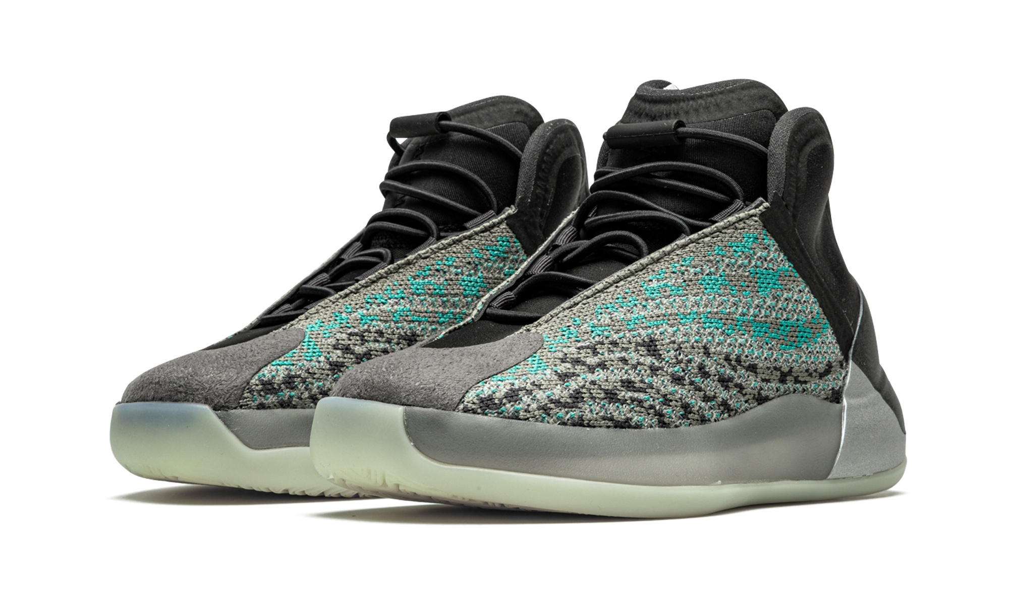 adidas yeezy qntm teal blue kids+G58865+diagnol left view