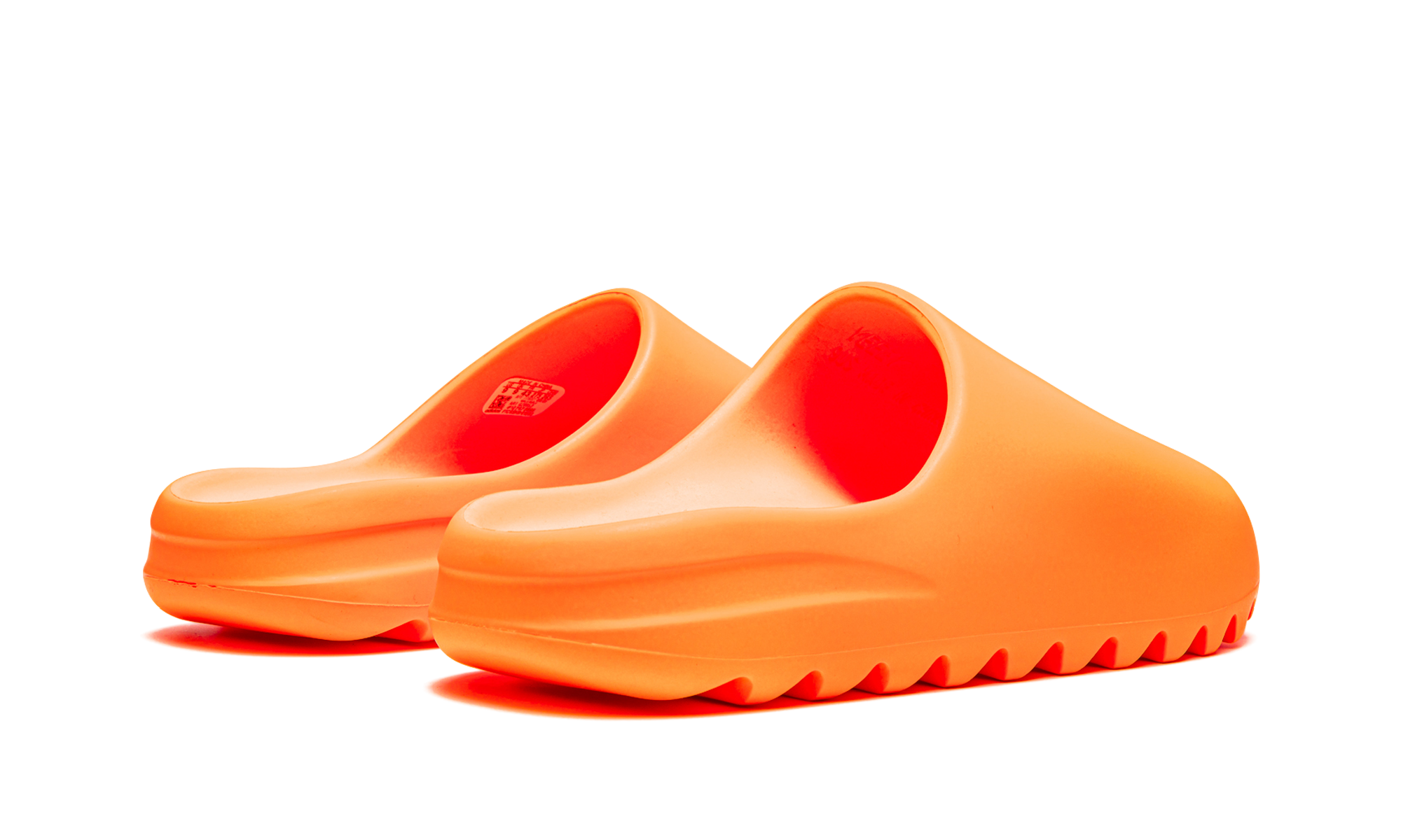 adidas yeezy slide enflame orange+GZ0953+diagnol right behind view