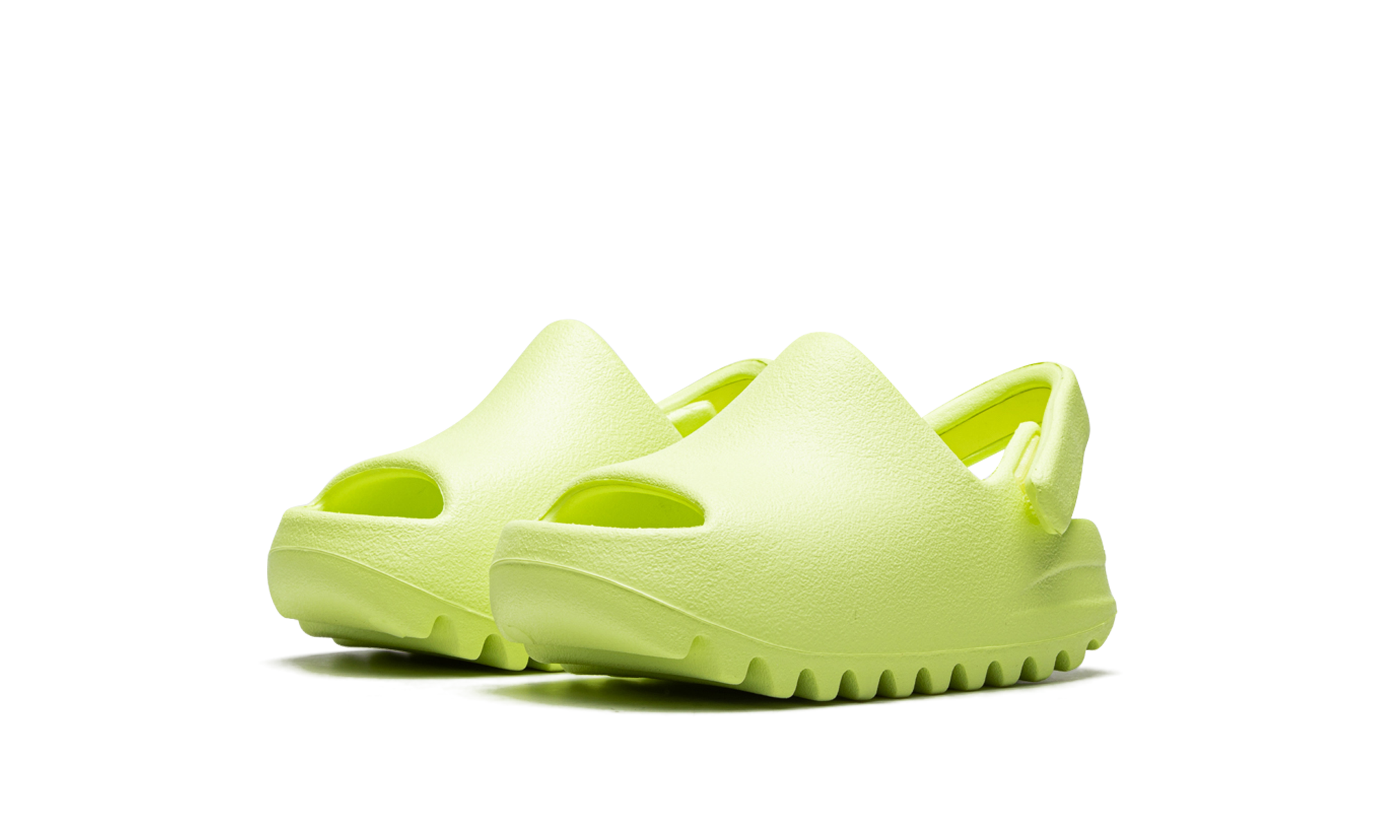 adidas yeezy slide glow green 2022 infants+HQ4119+diagnol left view